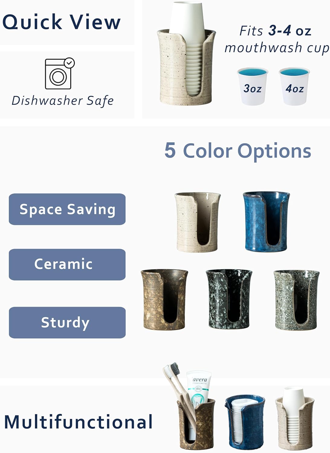 YHOJOY Speckled White Ceramic Cup Dispenser 3 Oz
