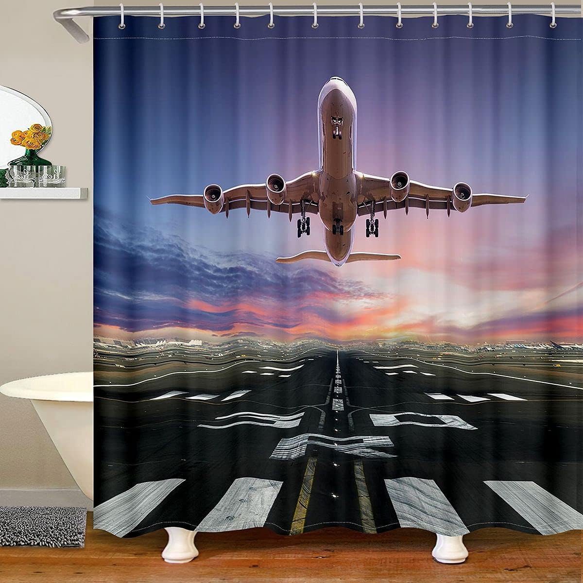 Erosebridal Airport Runway Shower Curtain 72x78
