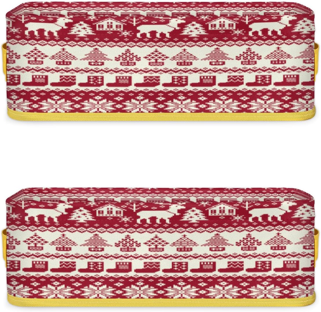 Vomwwlix Christmas Patterns Moose Socks Toilet Paper Baskets Set of 2