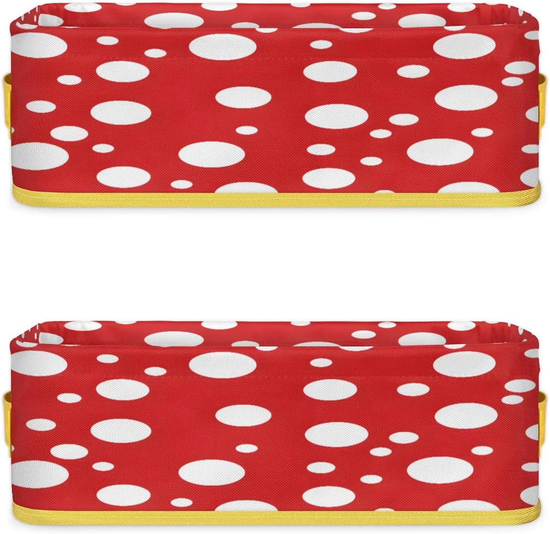 White Polka Dots Bathroom Storage Baskets with Handles