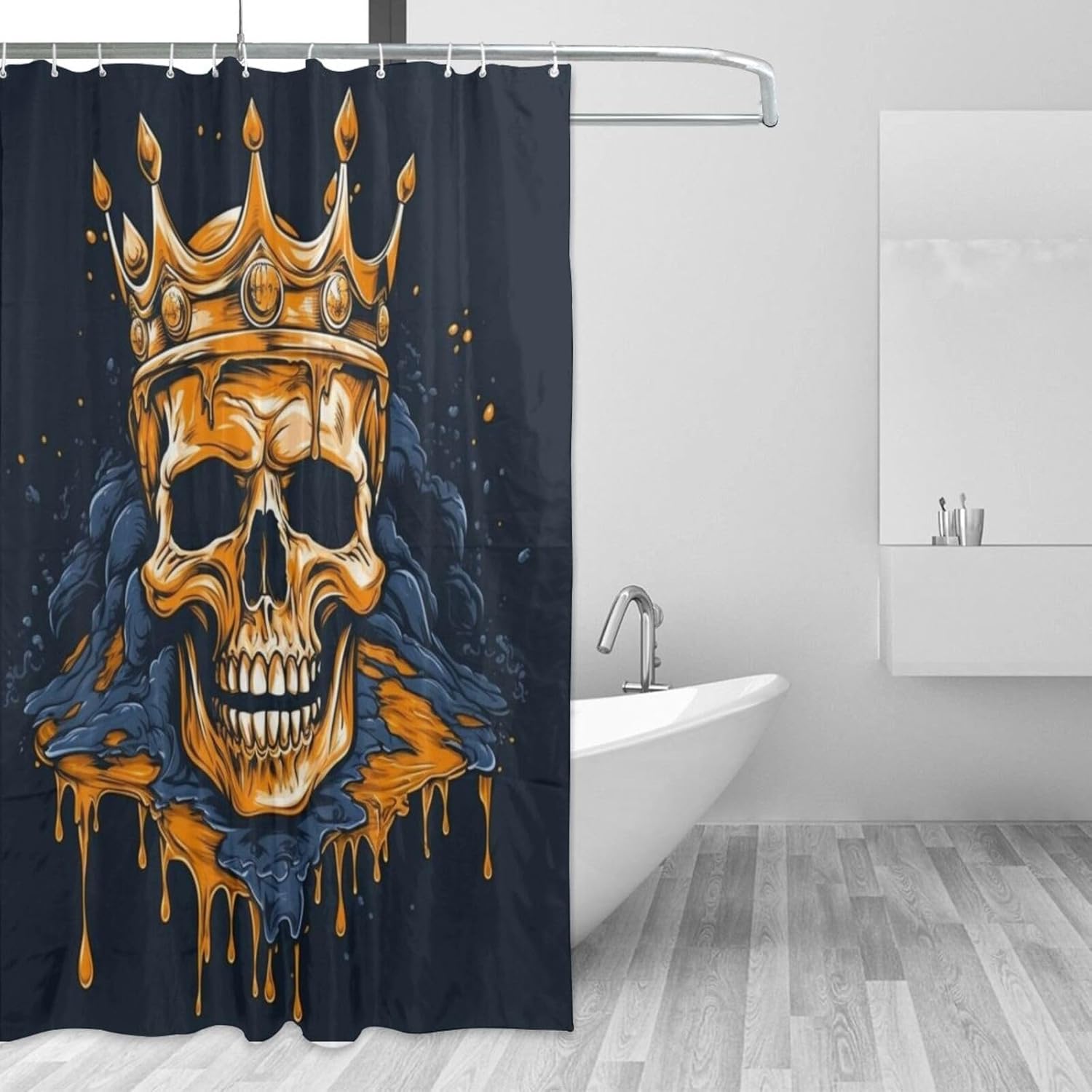 Golden Skull King Shower Curtain Set 72x72in