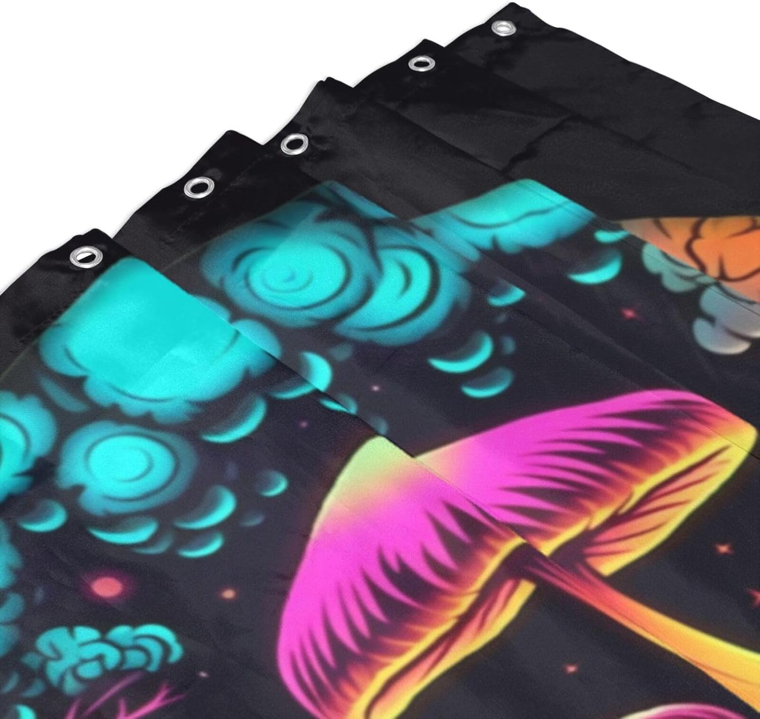 Boho Mushroom Shower Curtain Set with 12 Hooks 72x72in