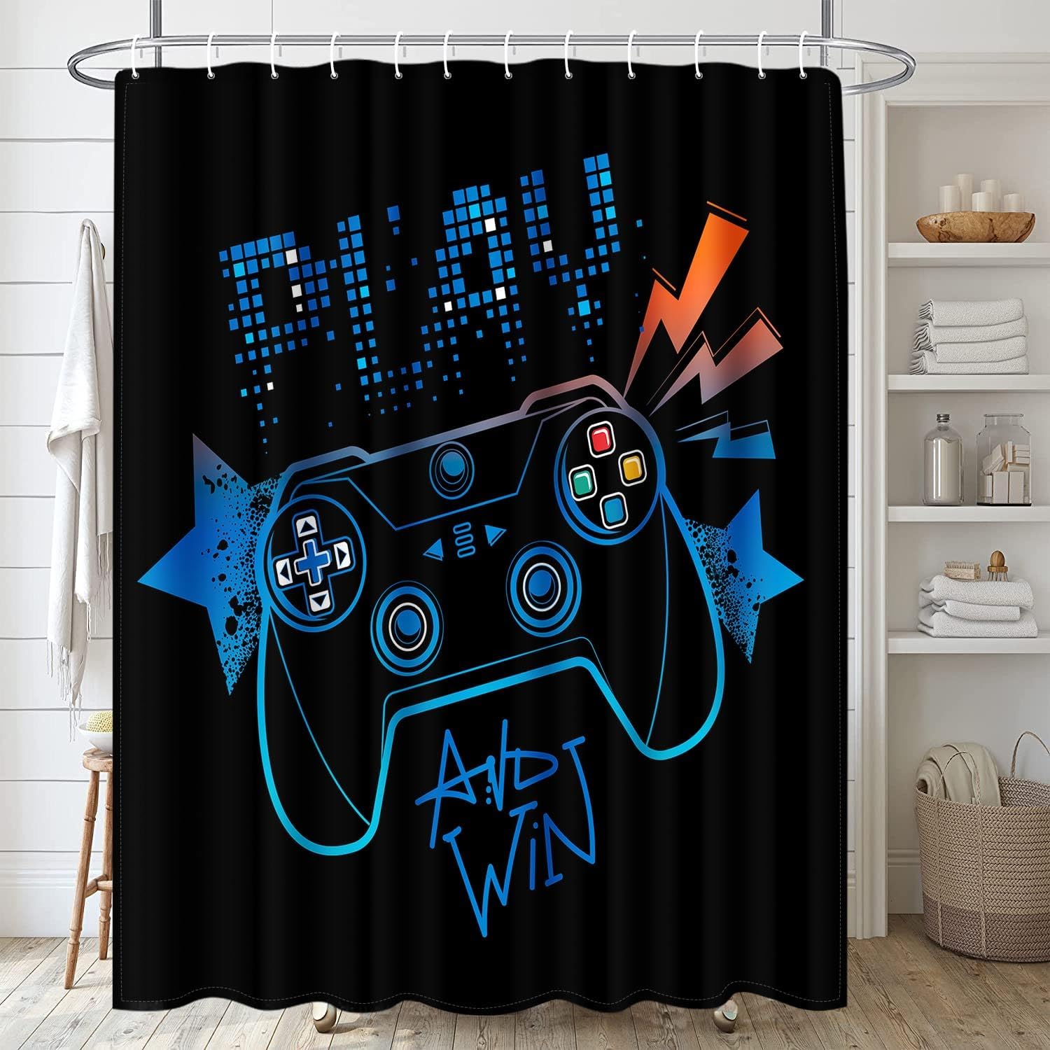 Arttown Blue Orange Gamepad Bathroom Set 4 Pcs