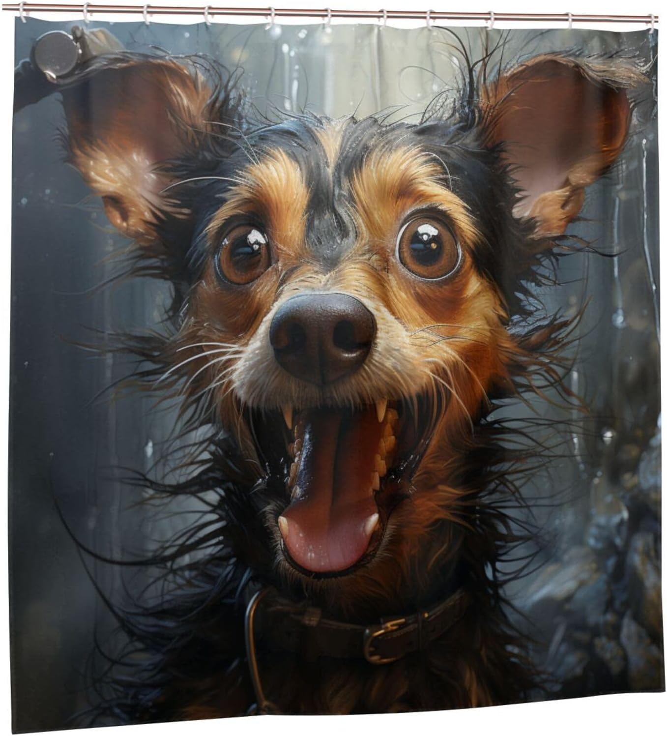 TIYAANDSY Smile Dog Shower Curtain Set 72x72in Waterproof