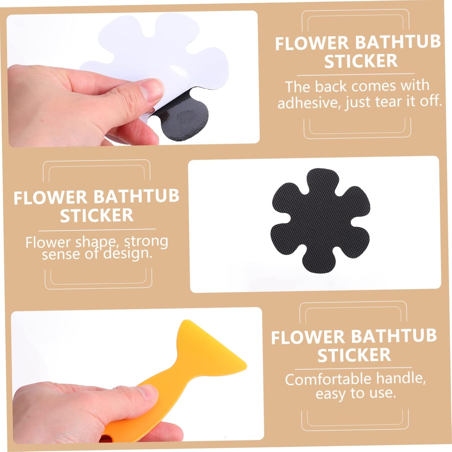 VOSAREA 20Pcs Flower Shaped Non Slip Decals for Bathtub and Shower