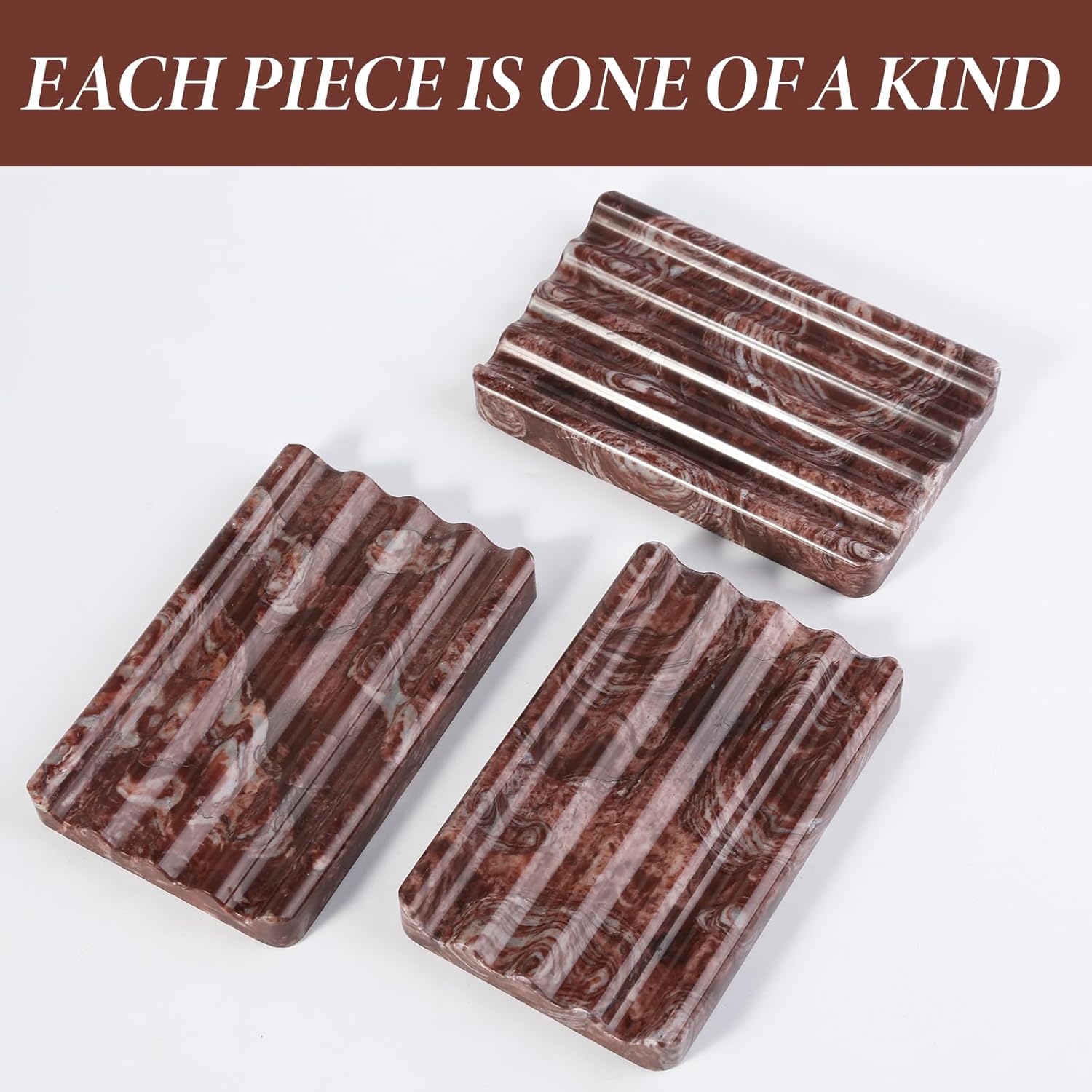 Koville Red Marble Soap Dish for Shower and Bathroom