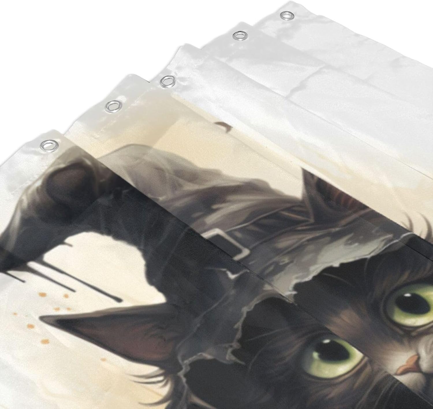 Wizard Hat Cat Shower Curtain Set 72x72in