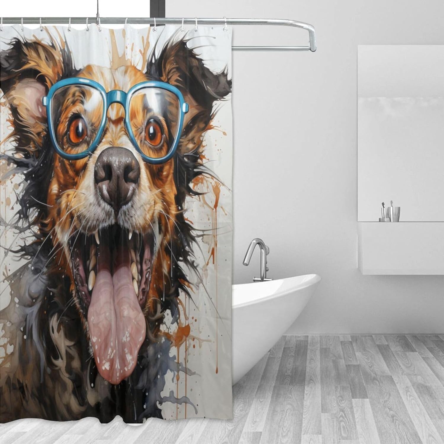 Cute Hippie Boho Animal Shower Curtain Set with 12 Hooks 72x72in
