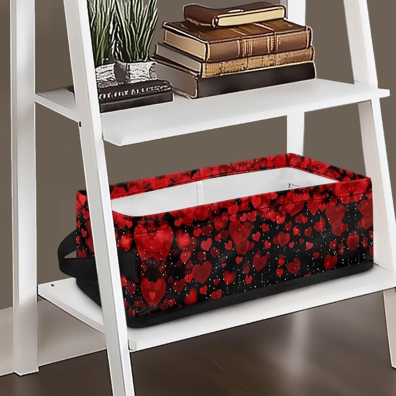Red Love Heart Toilet Paper Storage Basket with Handle