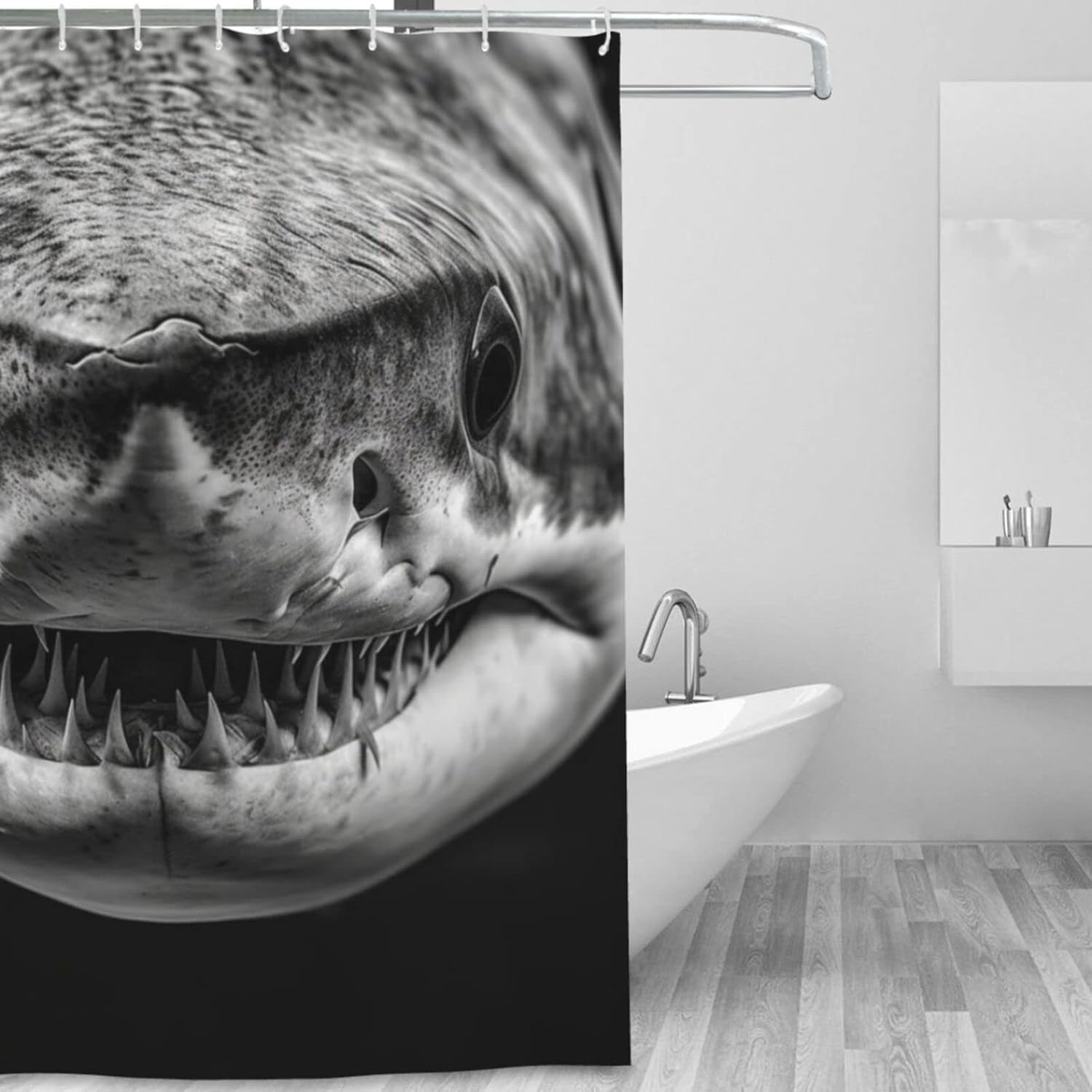 TIYAANDSY Shark Shower Curtain Set 72x72in Waterproof