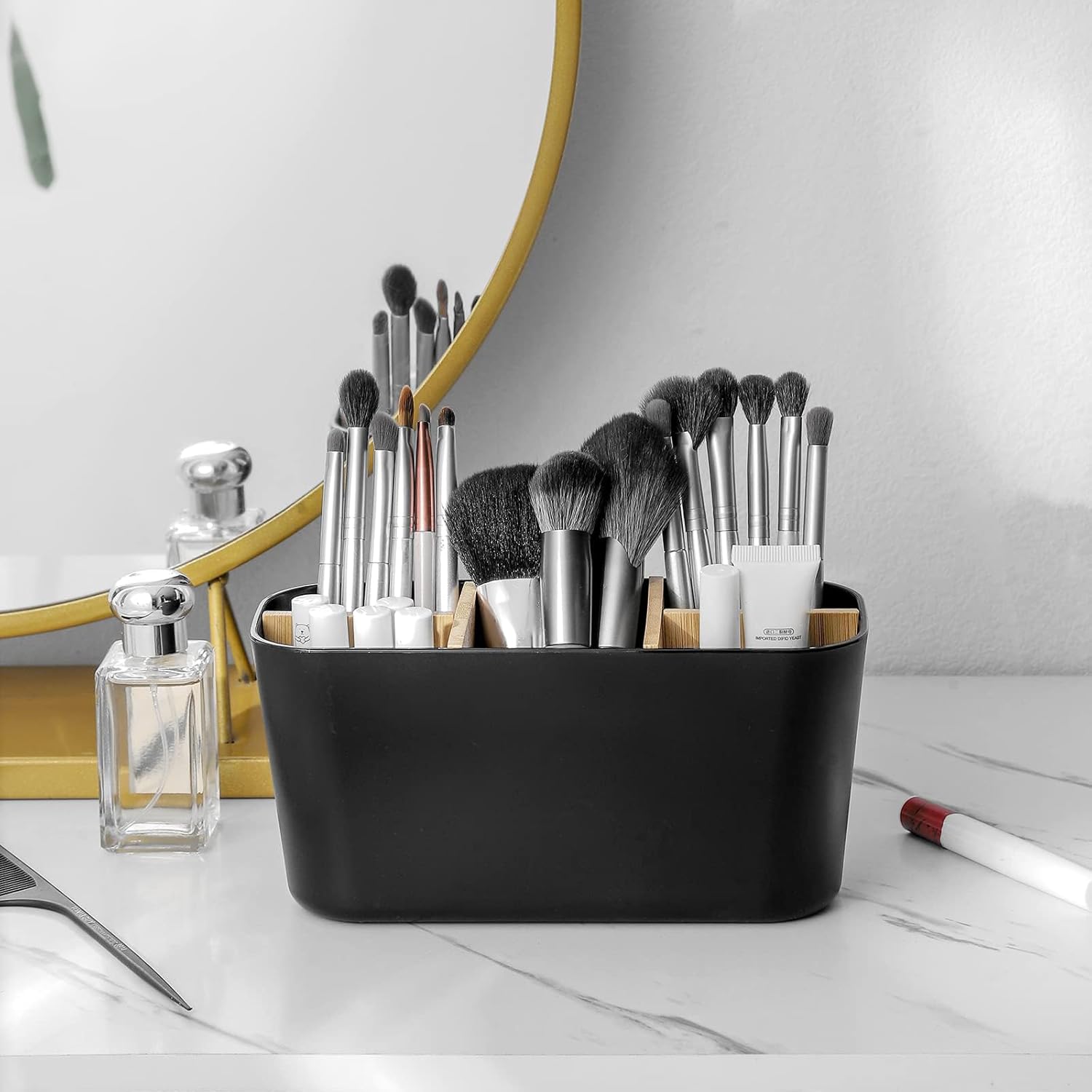 Heagoale Bamboo Toothbrush Holder with 5 Slots