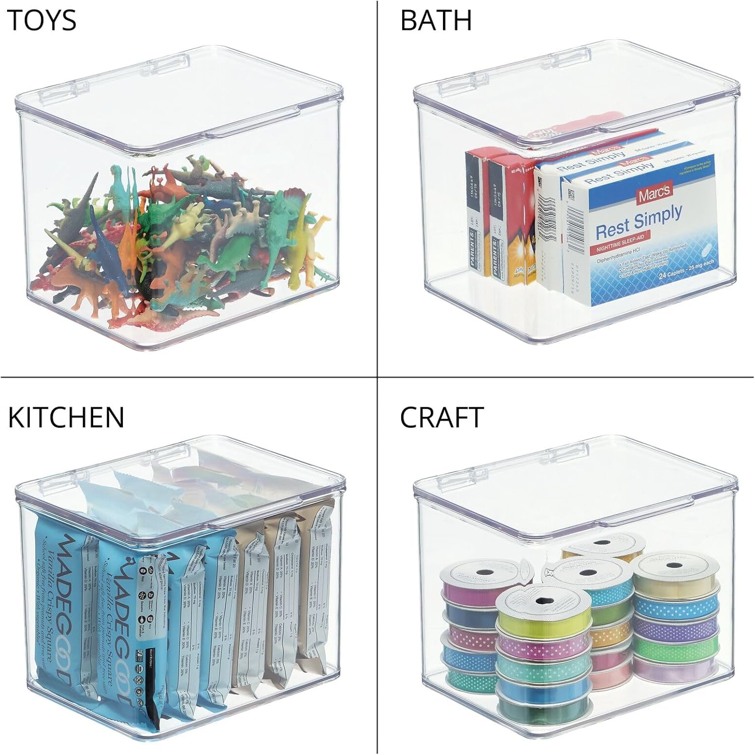 mDesign Clear Plastic Storage Canisters 8 Pack