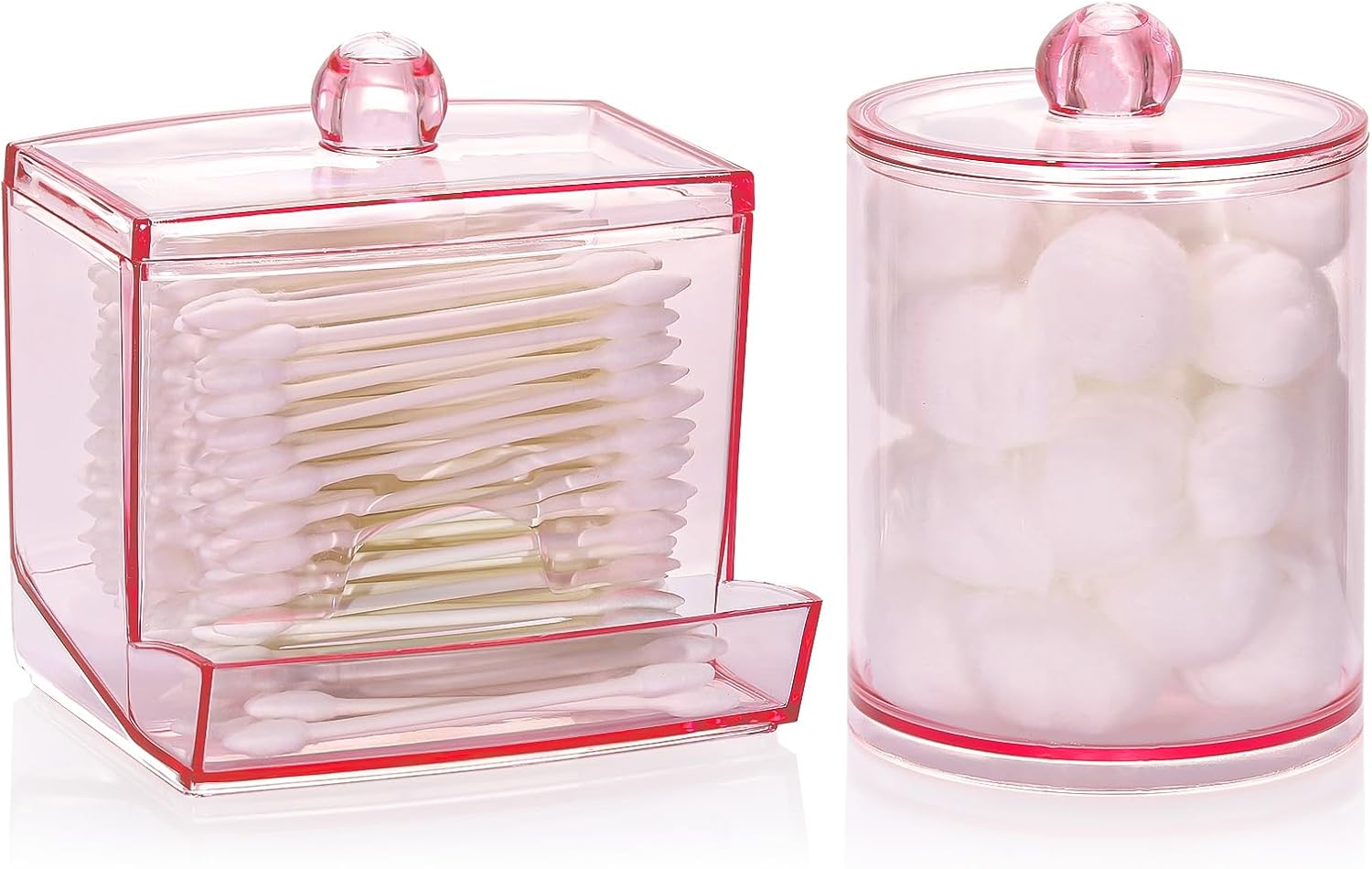 Tbestmax Qtips Dispenser 10 Oz Cotton Ball Holder Pink