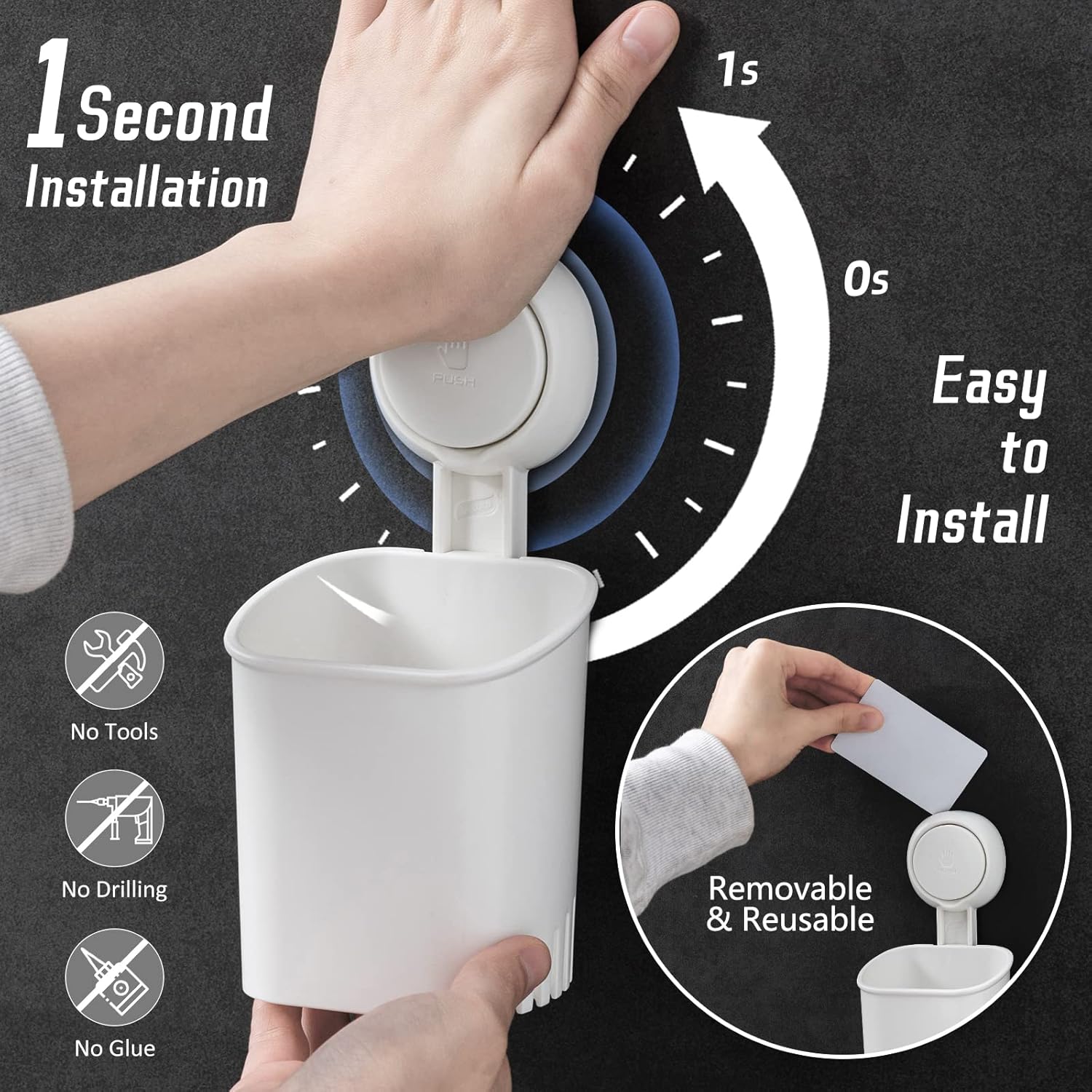 LEVERLOC Suction Toothbrush Holder 2 Pack 1