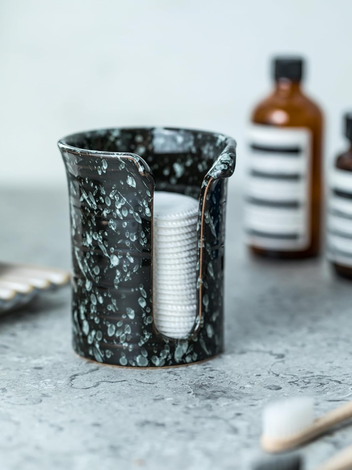 YHOJOY Ceramic Bathroom Cup Holder 3 Oz Black