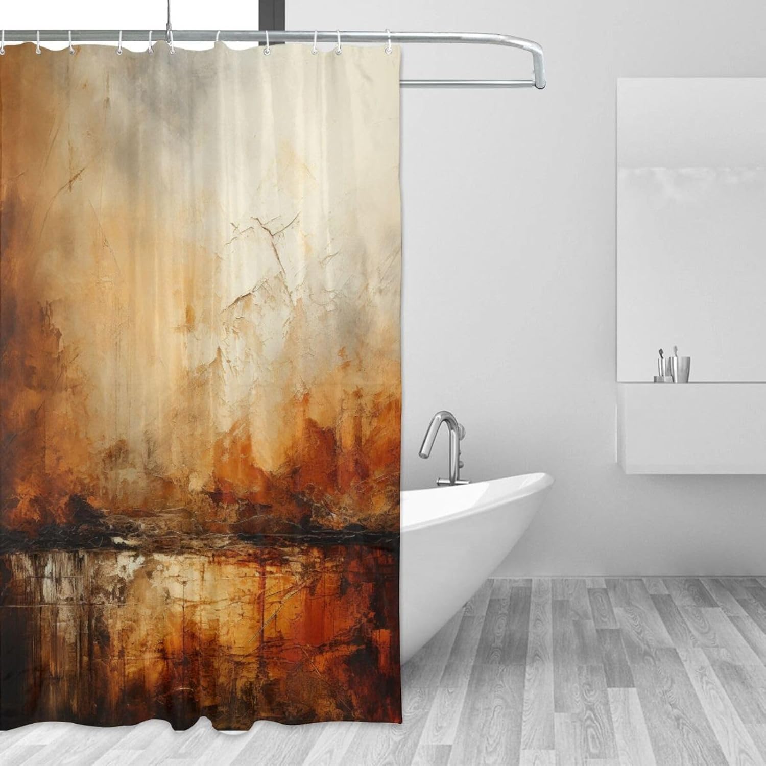 TIYAANDSY Abstract Shower Curtain Set with 12 Hooks 72x72in