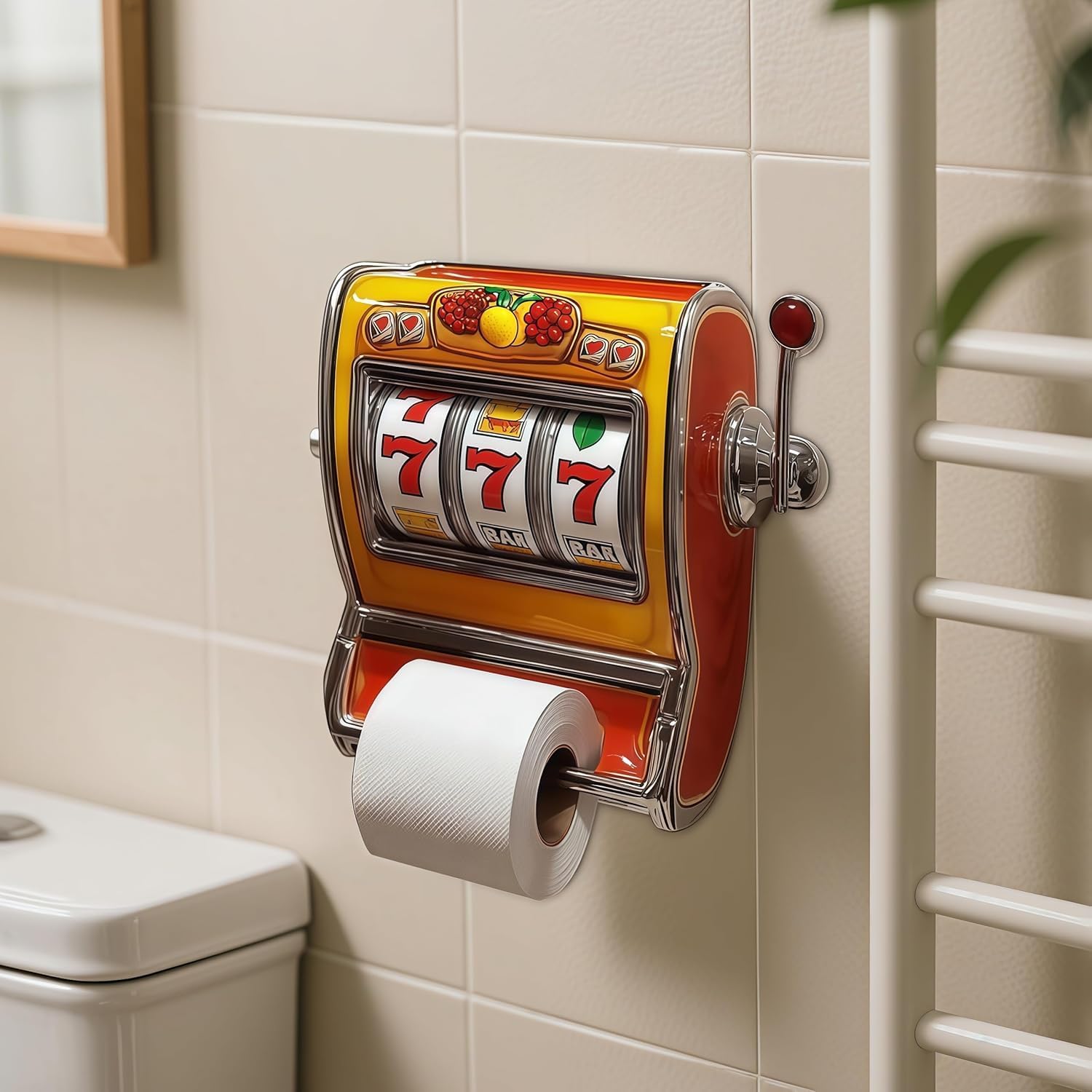 Slot Machine Toilet Paper Holder - Retro Style for Bathroom