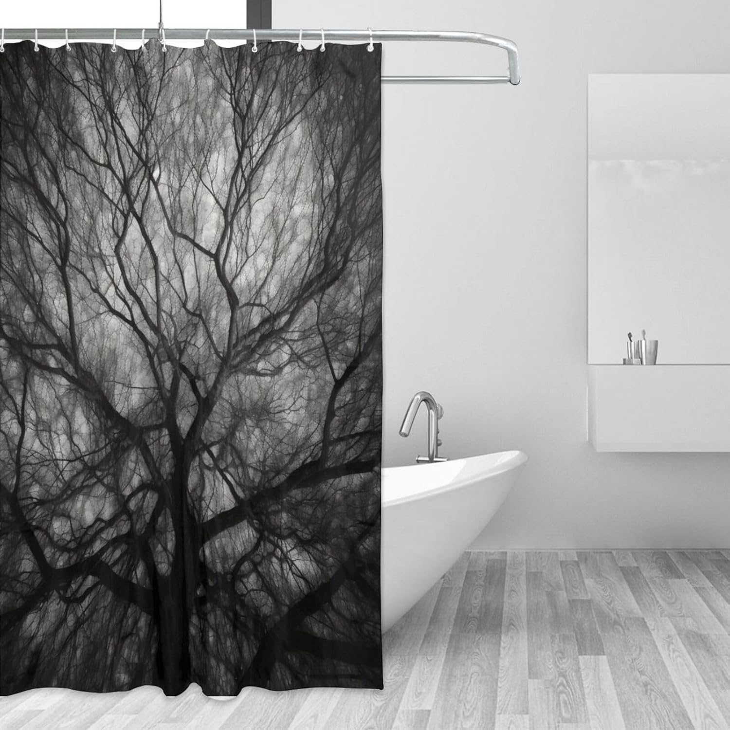 Tree Crown Shower Curtain Set 72x72in with 12 Hooks