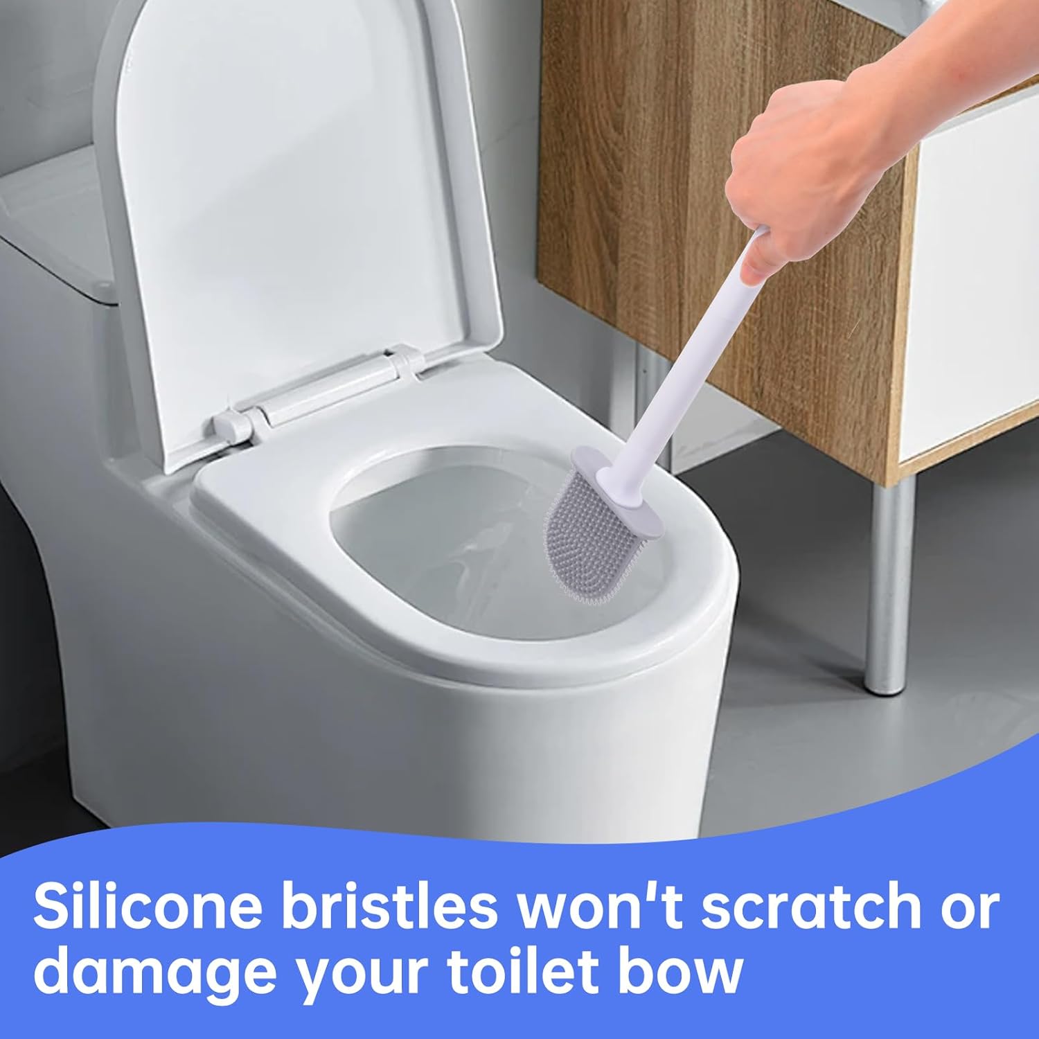 RV Toilet Bowl Brush with Anti-Roll and Anti-Drip Design