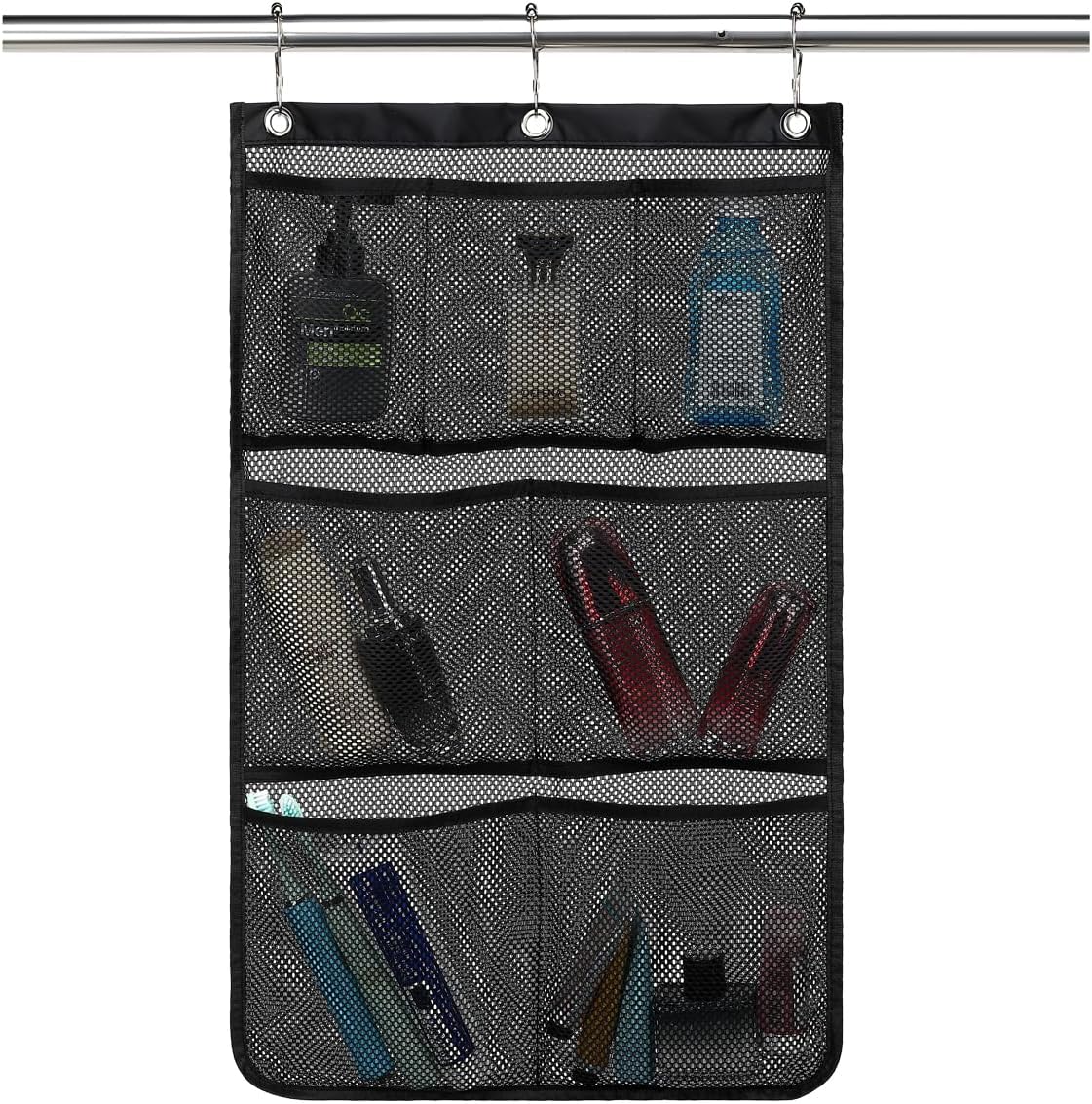 GYEUKHAM Hanging Mesh Shower Caddy - 7 Pockets Black 1 Pack