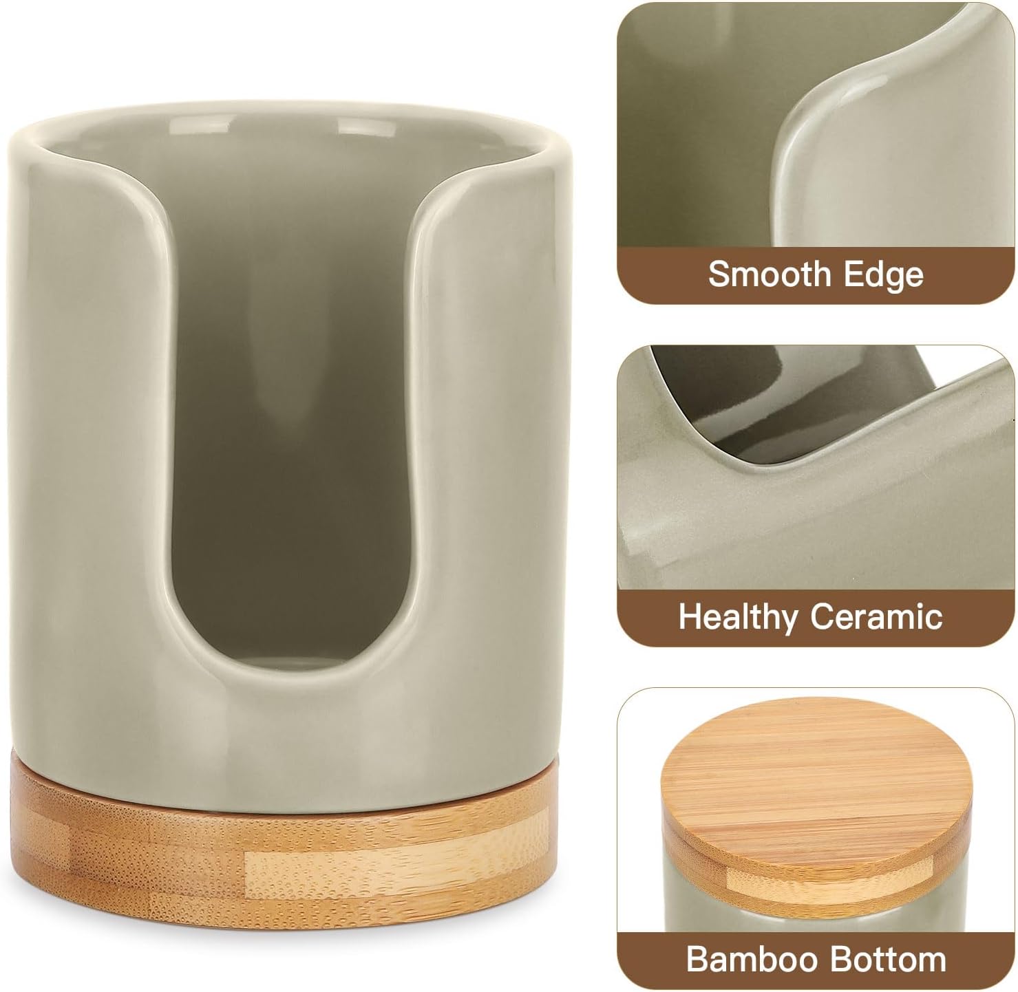 Soleebee Ceramic Cup Dispenser with Bamboo Base 1
