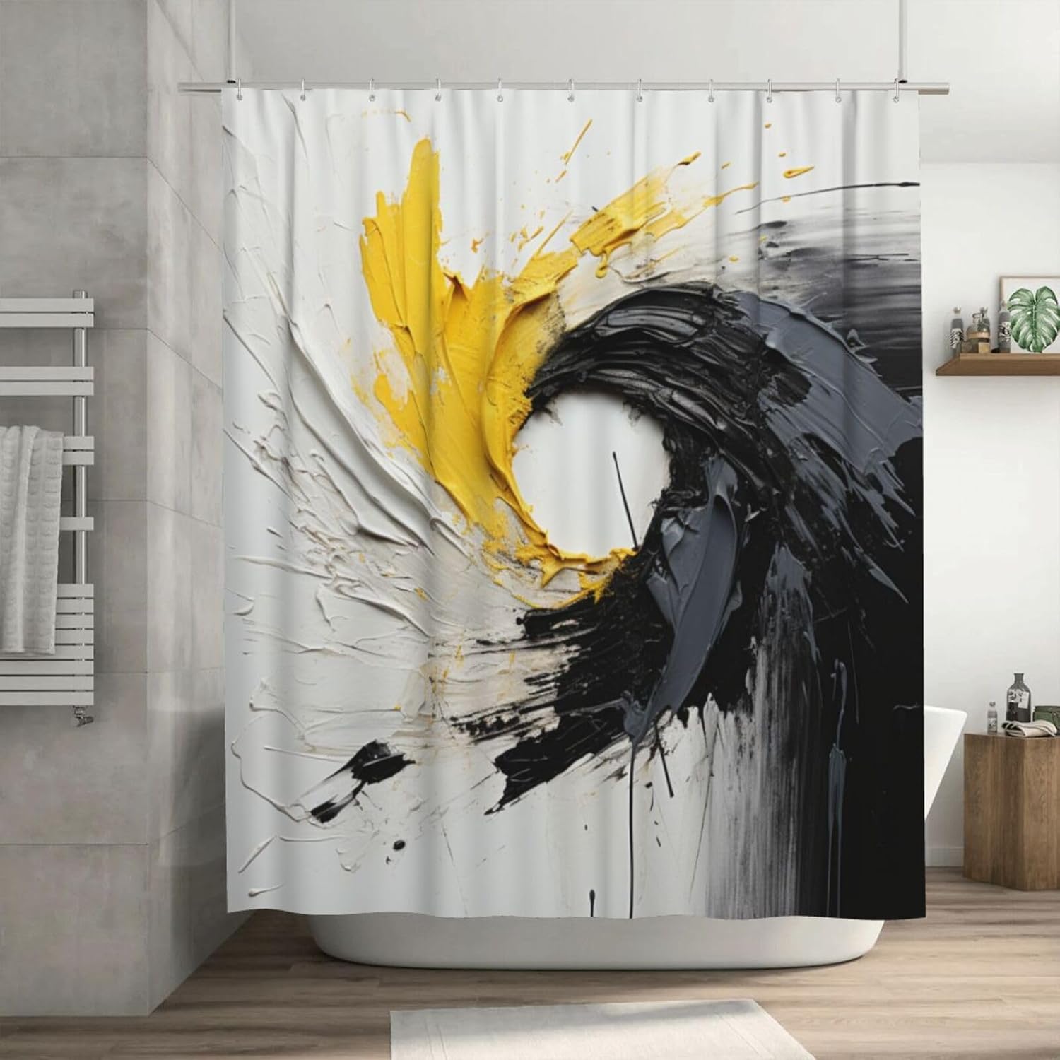 TIYAANDSY Abstract Shower Curtain Set 72x72in with 12 Hooks