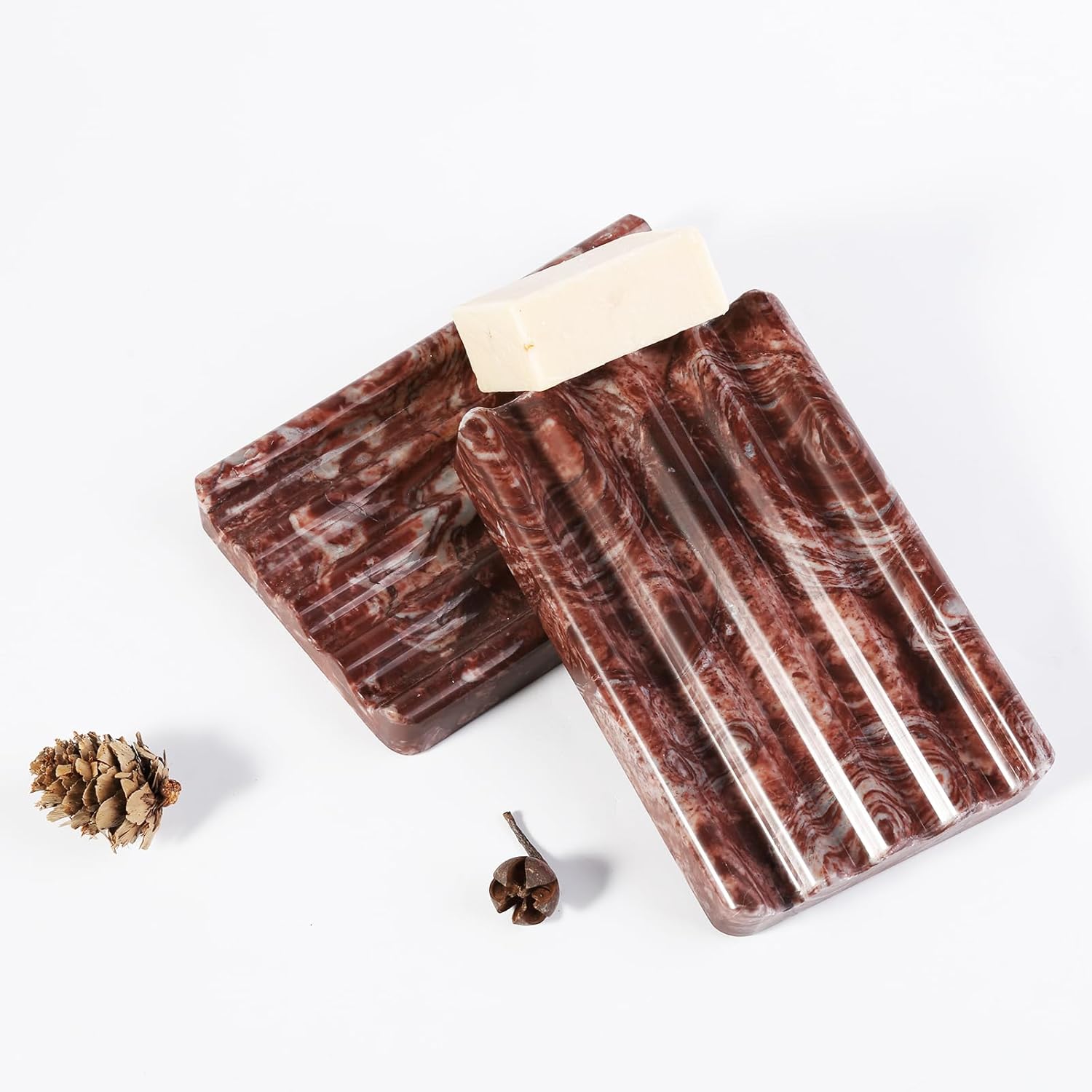 Koville Red Marble Soap Dish for Shower and Bathroom