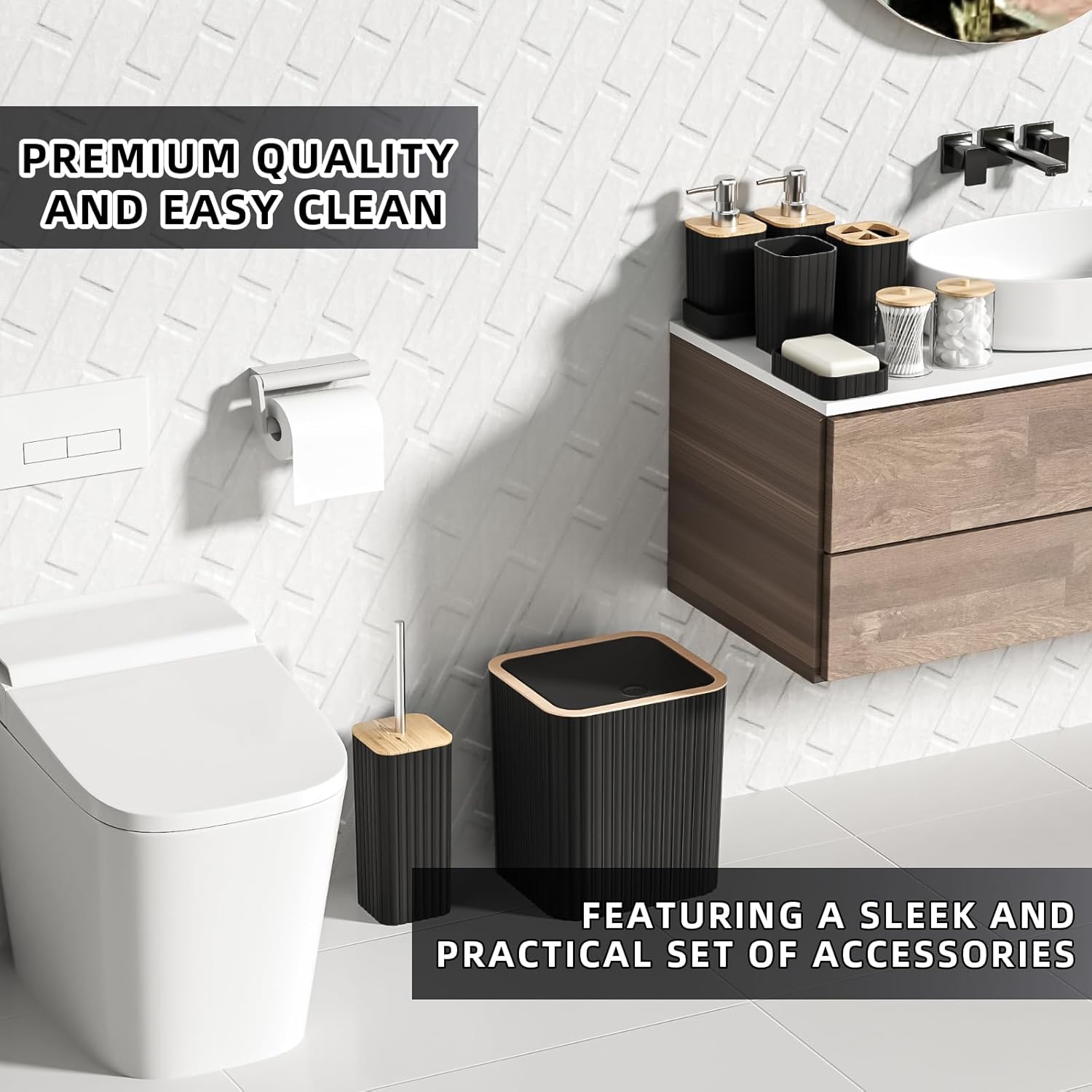 XLHOMO 10PC Elegant Black Bathroom Accessories Set