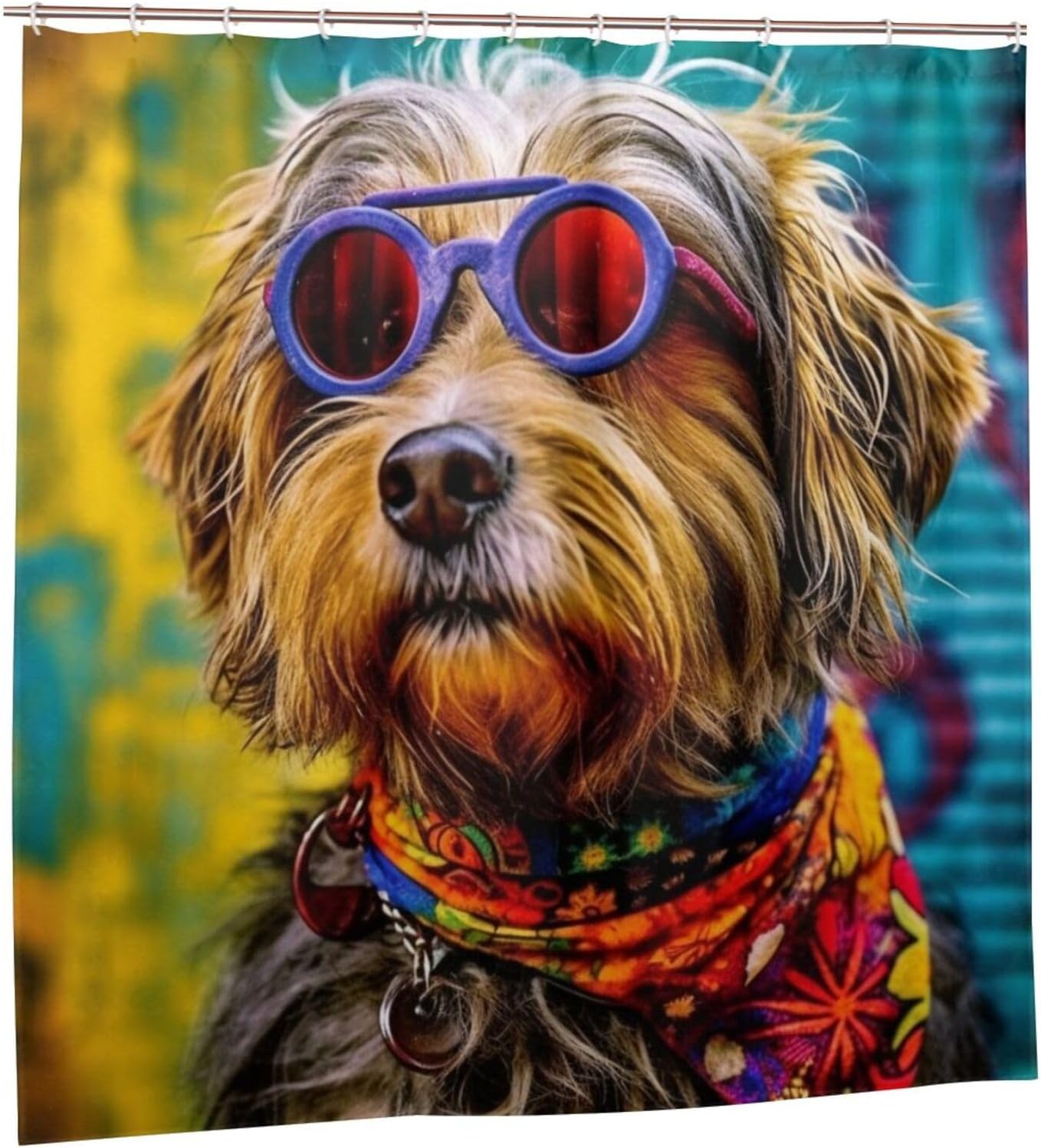 Funny Animal Boho Shower Curtain with 12 Hooks 72x72in