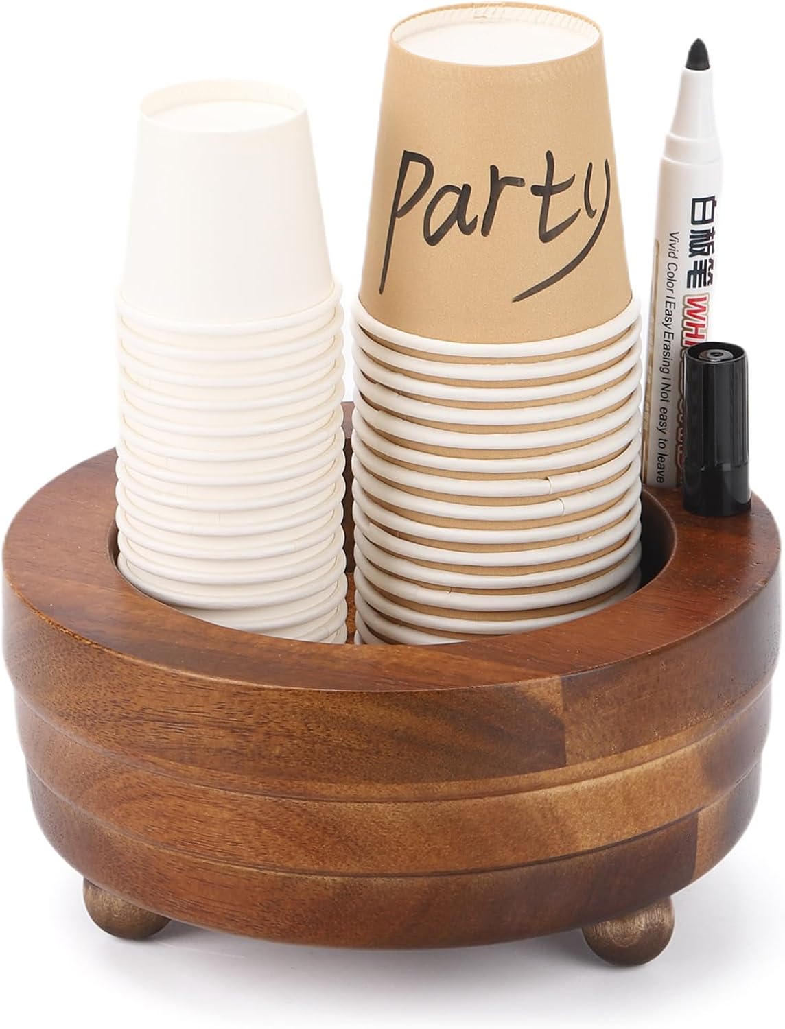 Tecbeauty Wooden Cup Holder with Marker Slot 1