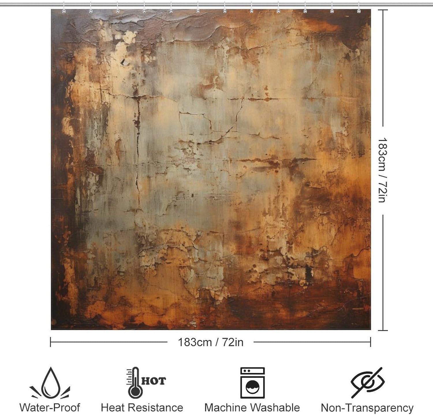 TIYAANDSY Abstract Design Waterproof Shower Curtain Set 72x72in