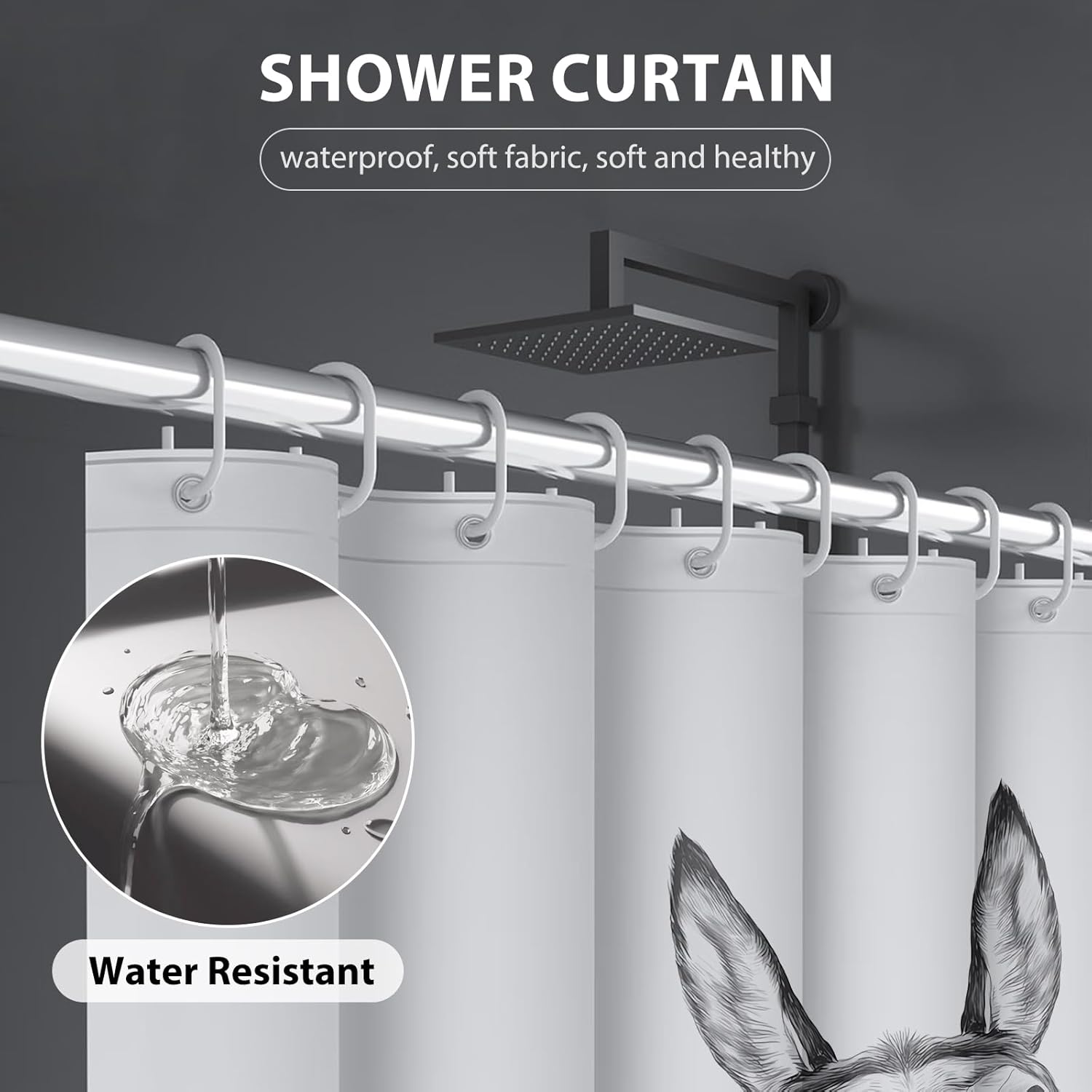 Funny Donkey Shower Curtain Set - Waterproof and Whimsical