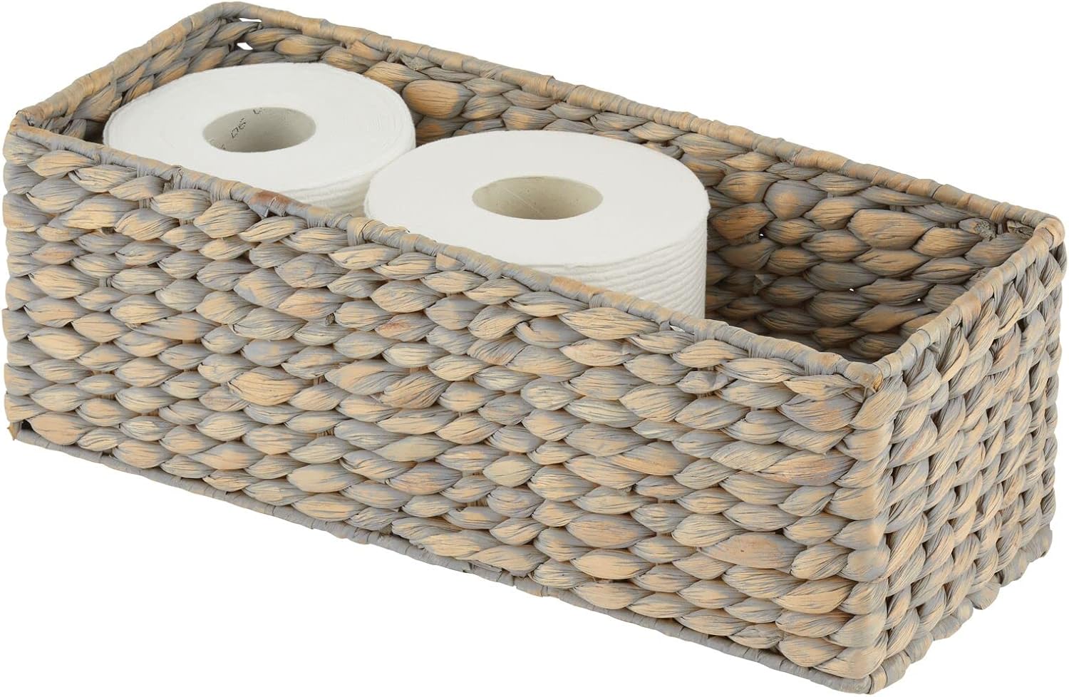 mDesign Woven Hyacinth Toilet Paper Holder - 2 Pack Gray