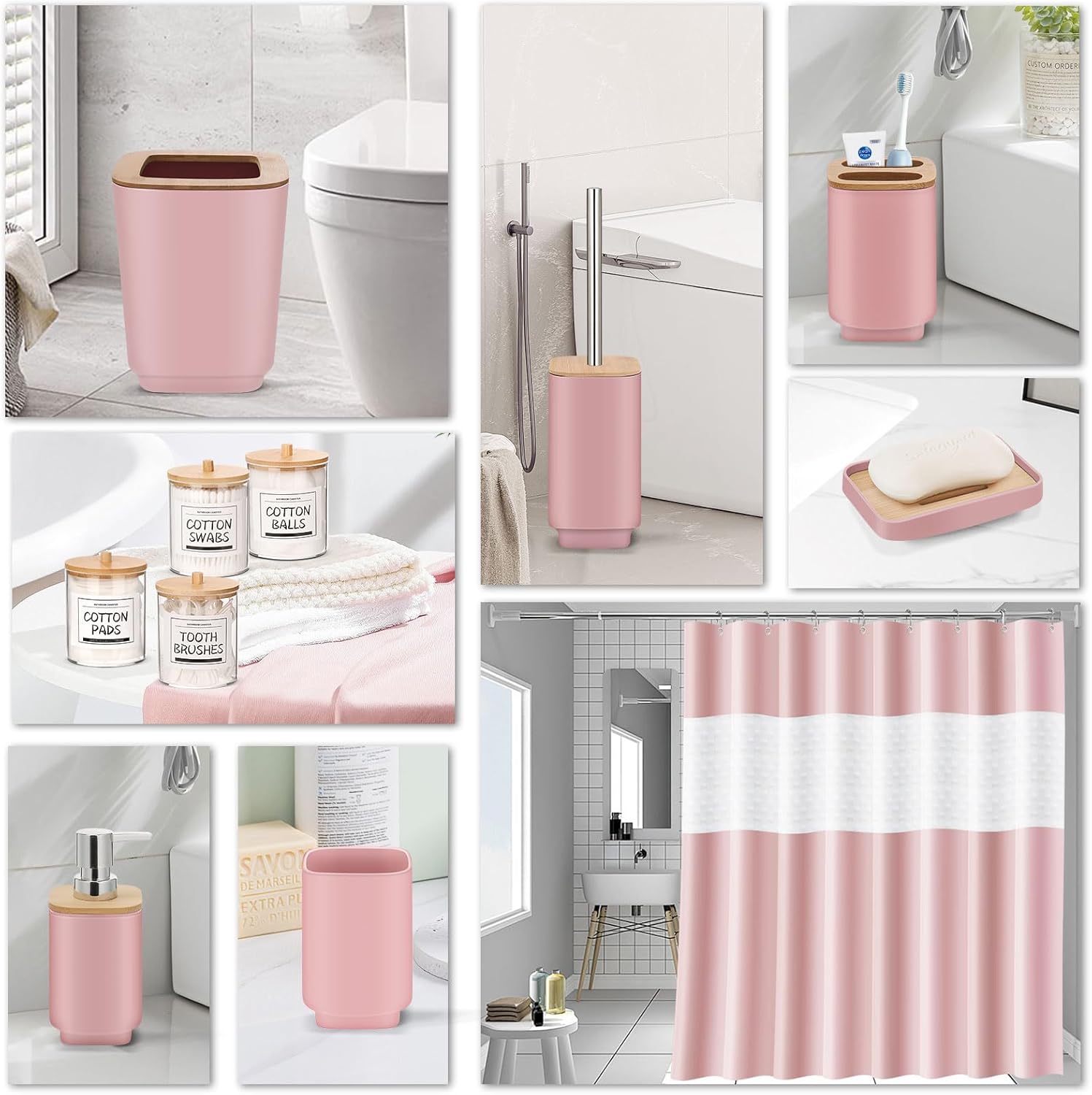 IMAVO 11-Piece Pink Bathroom Accessory Set