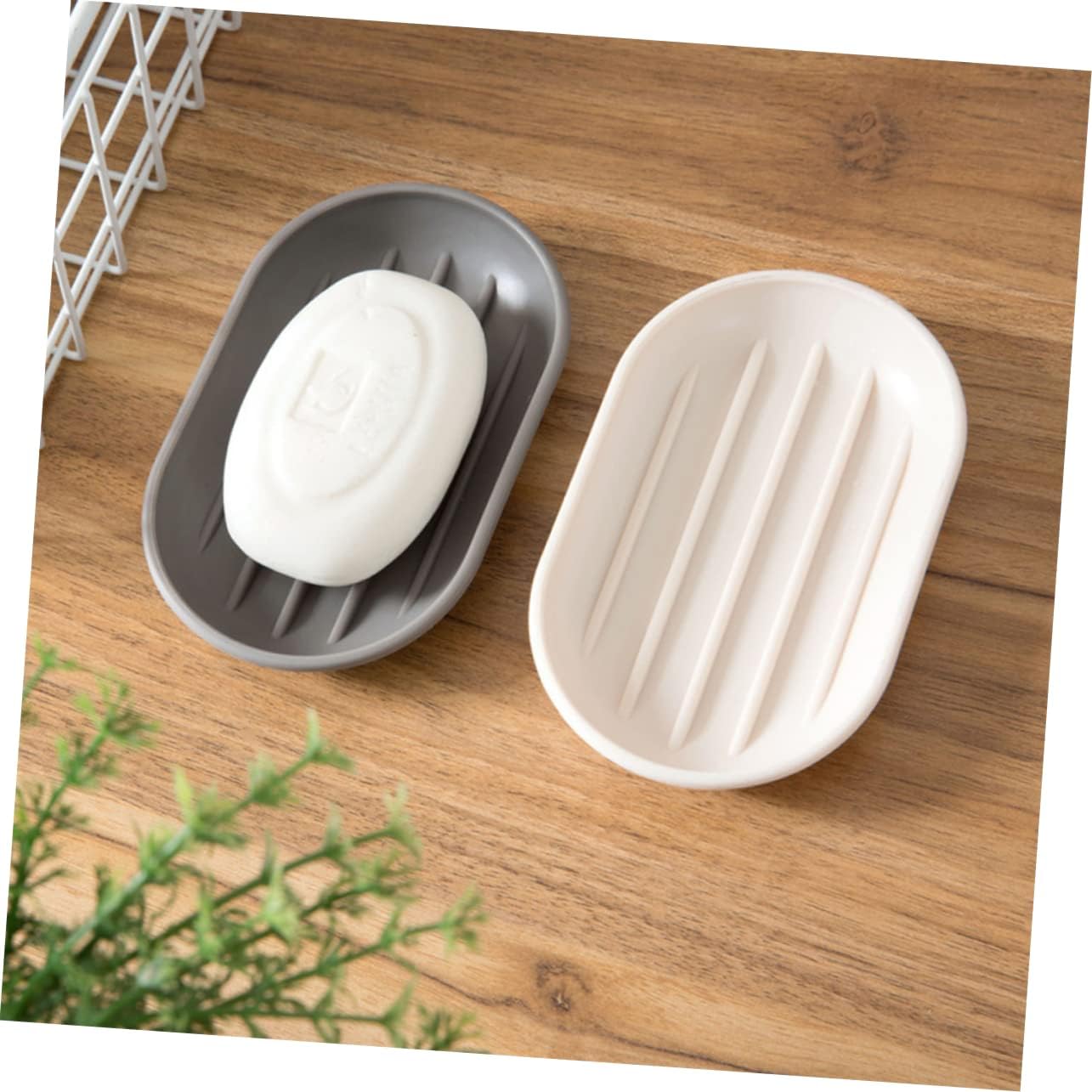 MAGICLULU Practical Oval Soap Dish Beige Plastic