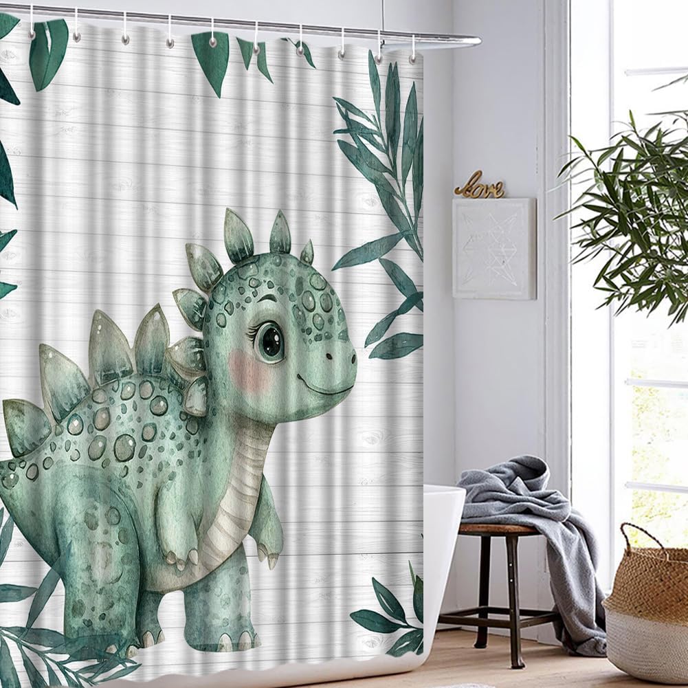 Adorable Dinosaur Baby Stegosaurus Shower Curtain with Hooks