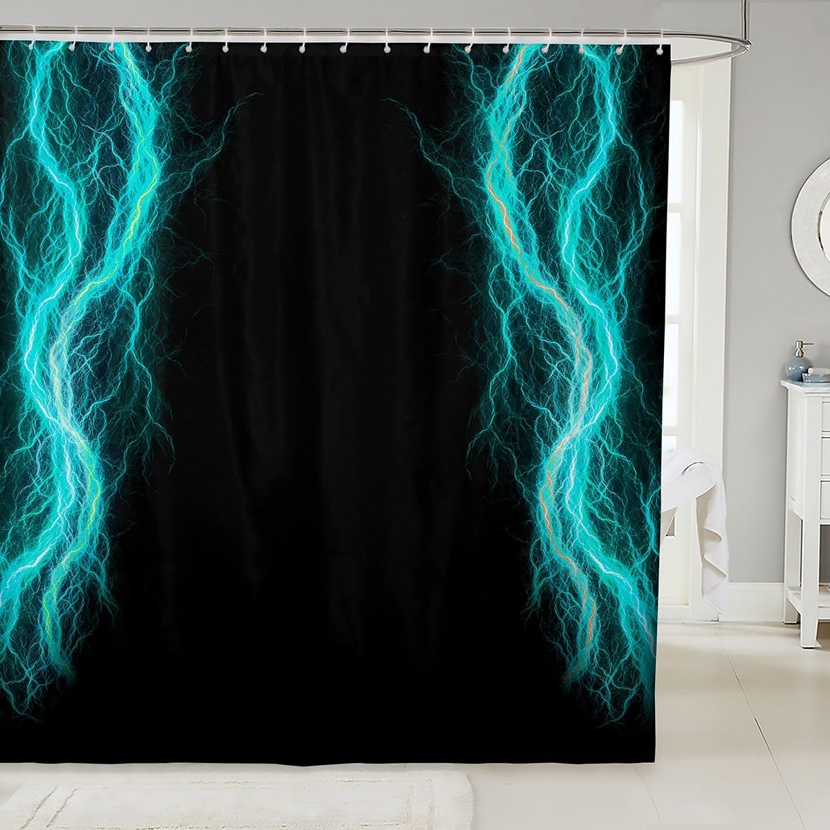 Feelyou Geometric Abstract Shower Curtain 72x72 Kids Teal Black