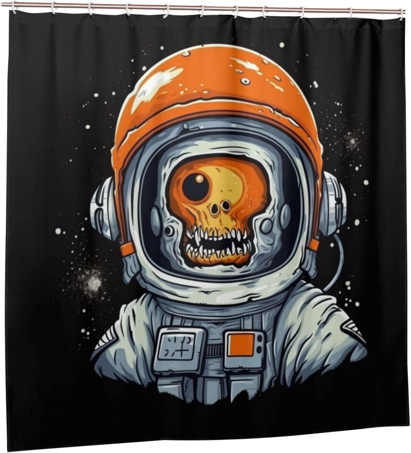 Orange Zombie Astronaut Shower Curtain Set