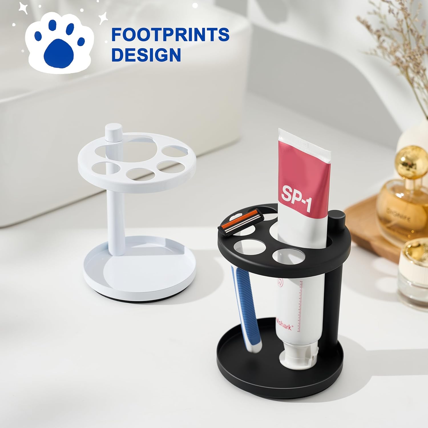 Stainless Steel Ventilated Toothbrush Holder Stand for Bathroom