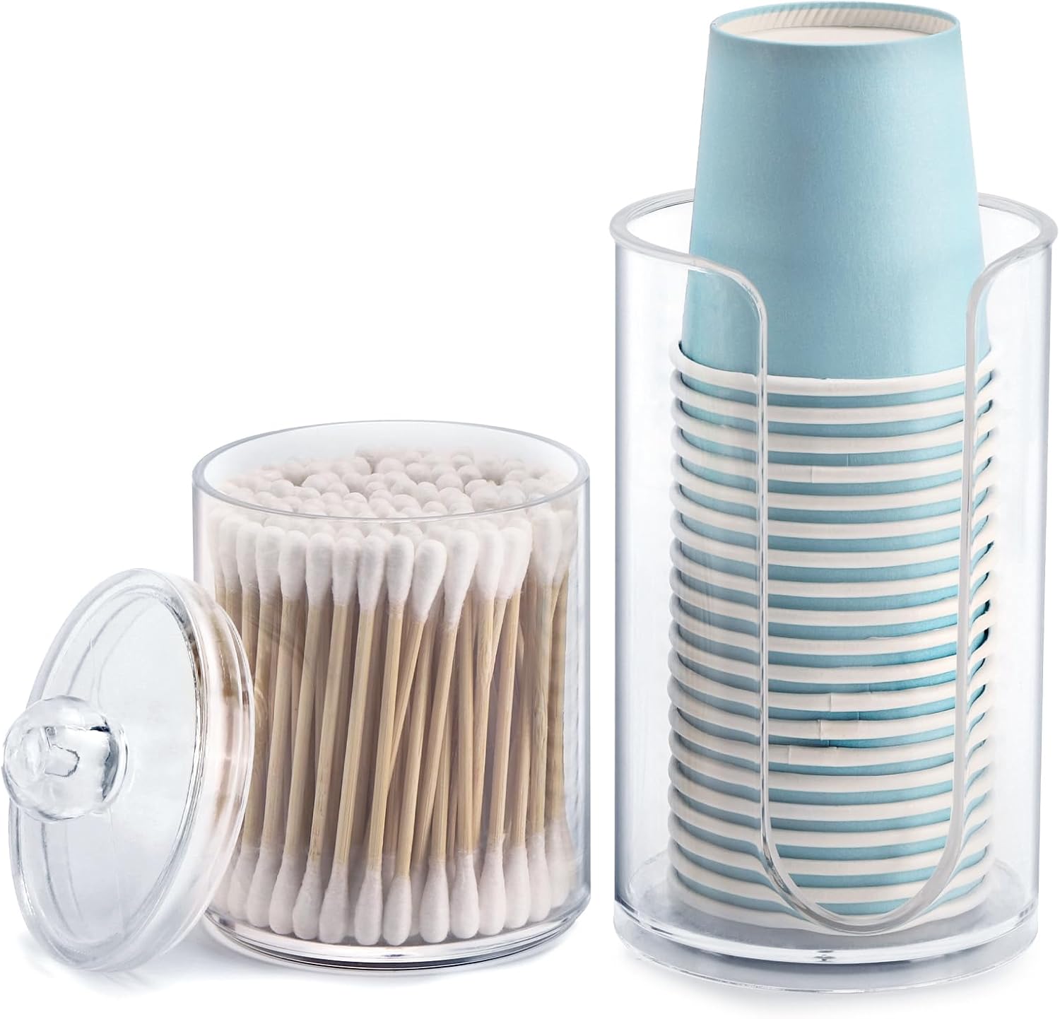 LoveBB 3oz-5oz Cup Dispenser with 10oz QTip Holder Clear