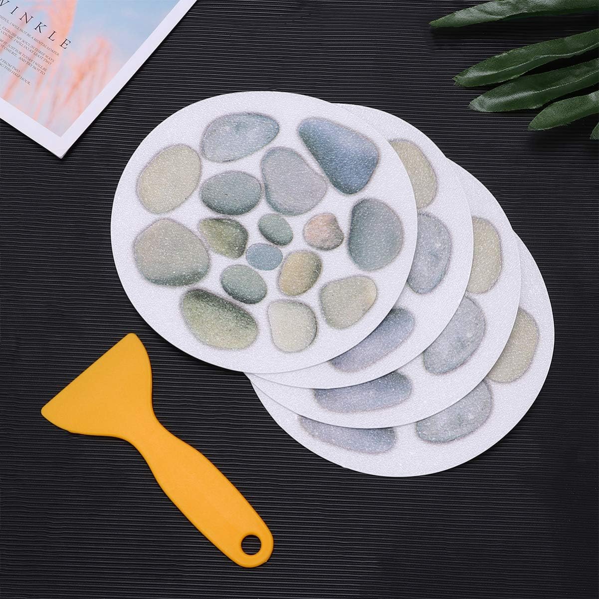 Wakauto 4Pcs Slip Bathroom Stickers with Scraper