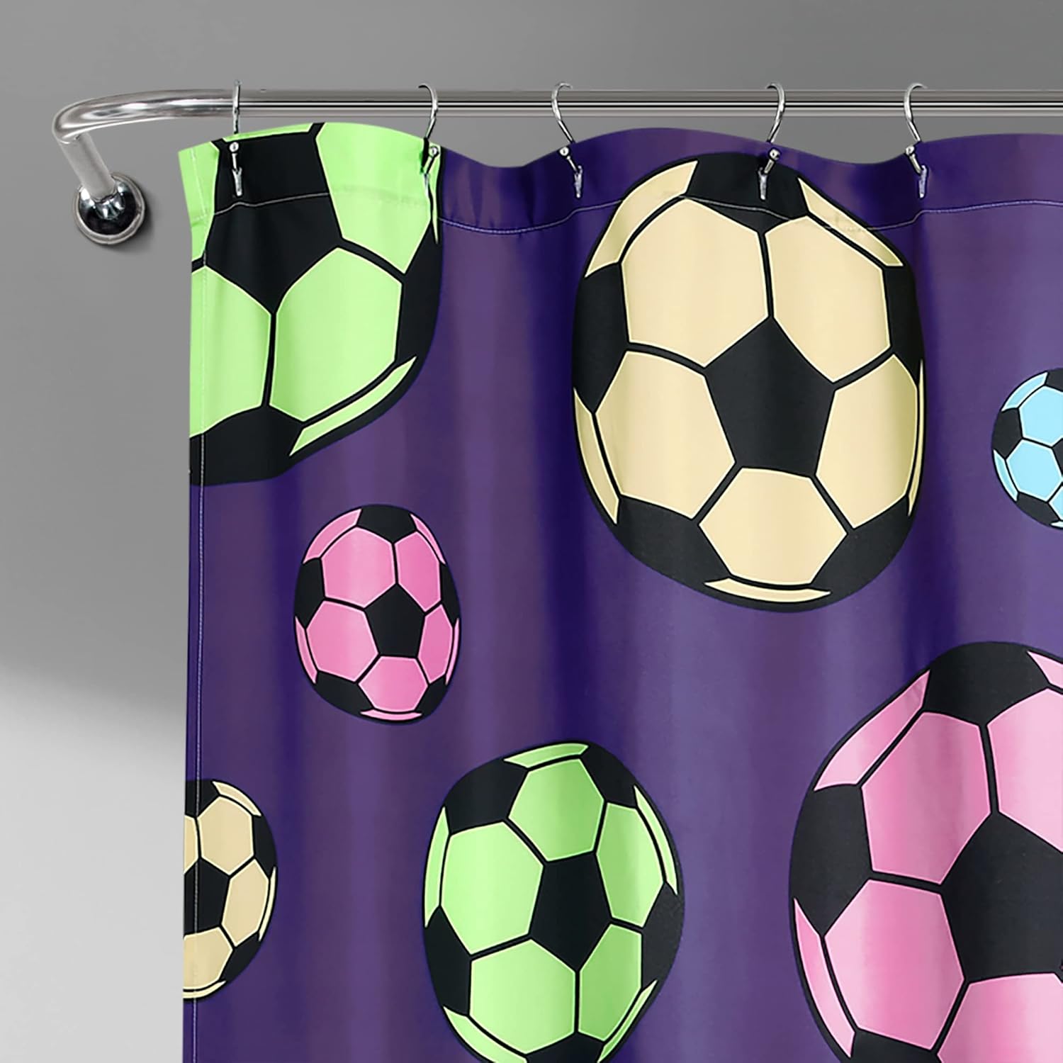 Lush Decor Girls Soccer Kick Shower Curtain 72x72 Purple 1