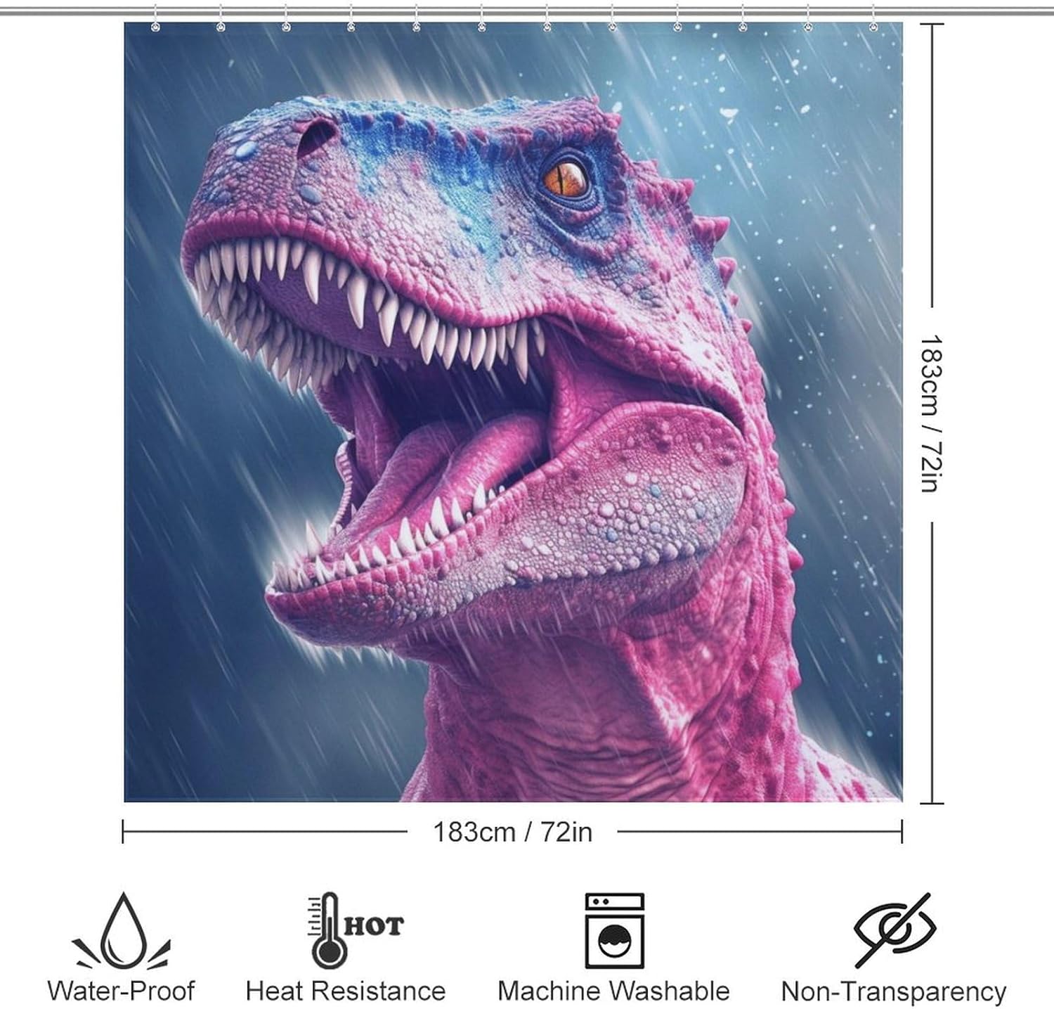 TIYAANDSY Roaring Dinosaur Shower Curtain Set