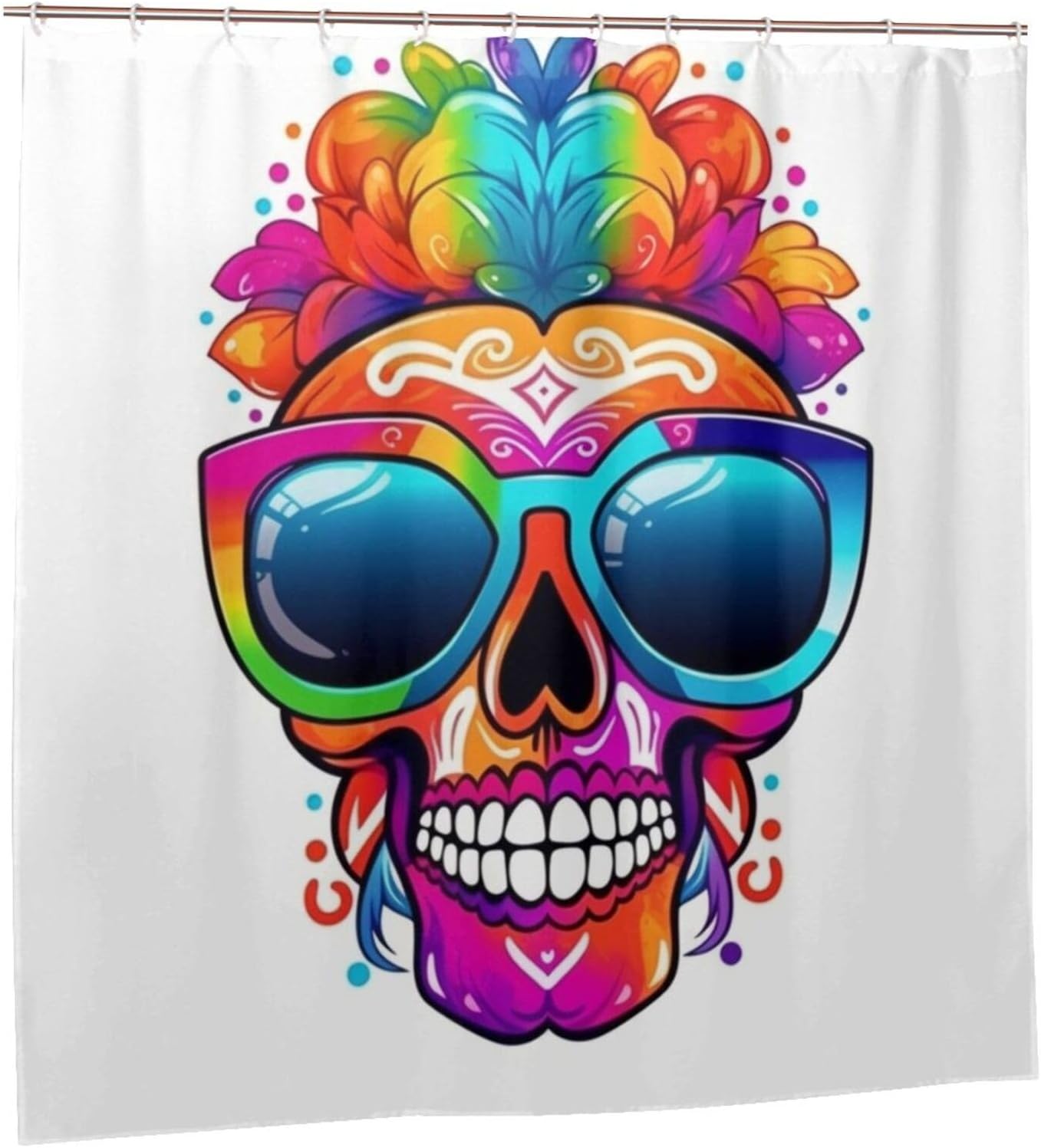 TIYAANDSY Blue Skull Shower Curtain 72x72in