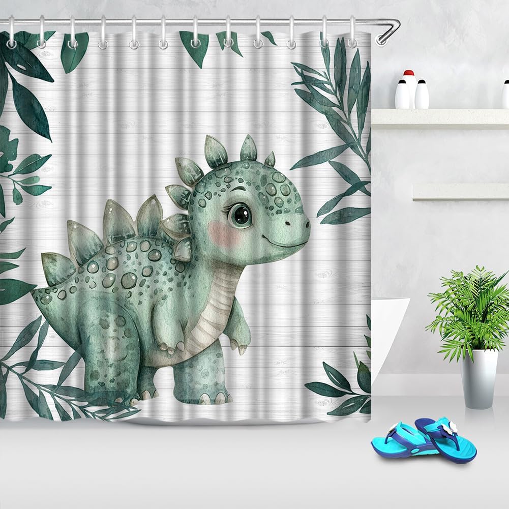 Adorable Dinosaur Baby Stegosaurus Shower Curtain with Hooks
