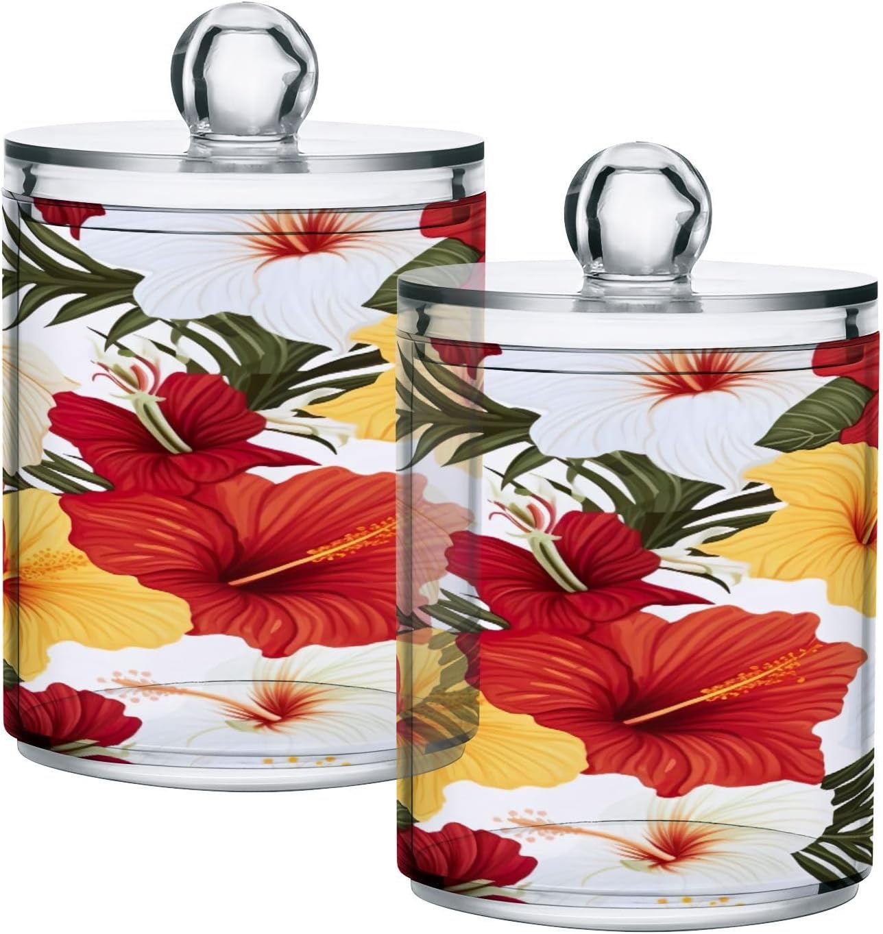 Yettasbin Flower Clear Plastic Apothecary Jars 2 Pack