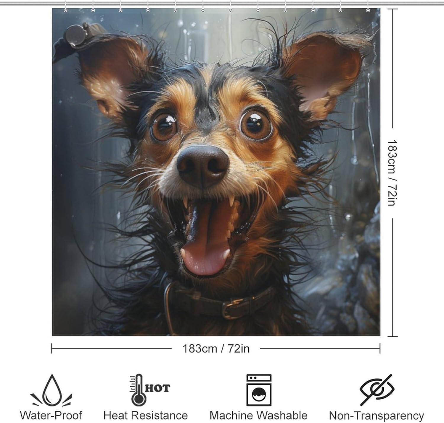 TIYAANDSY Smile Dog Shower Curtain Set 72x72in Waterproof