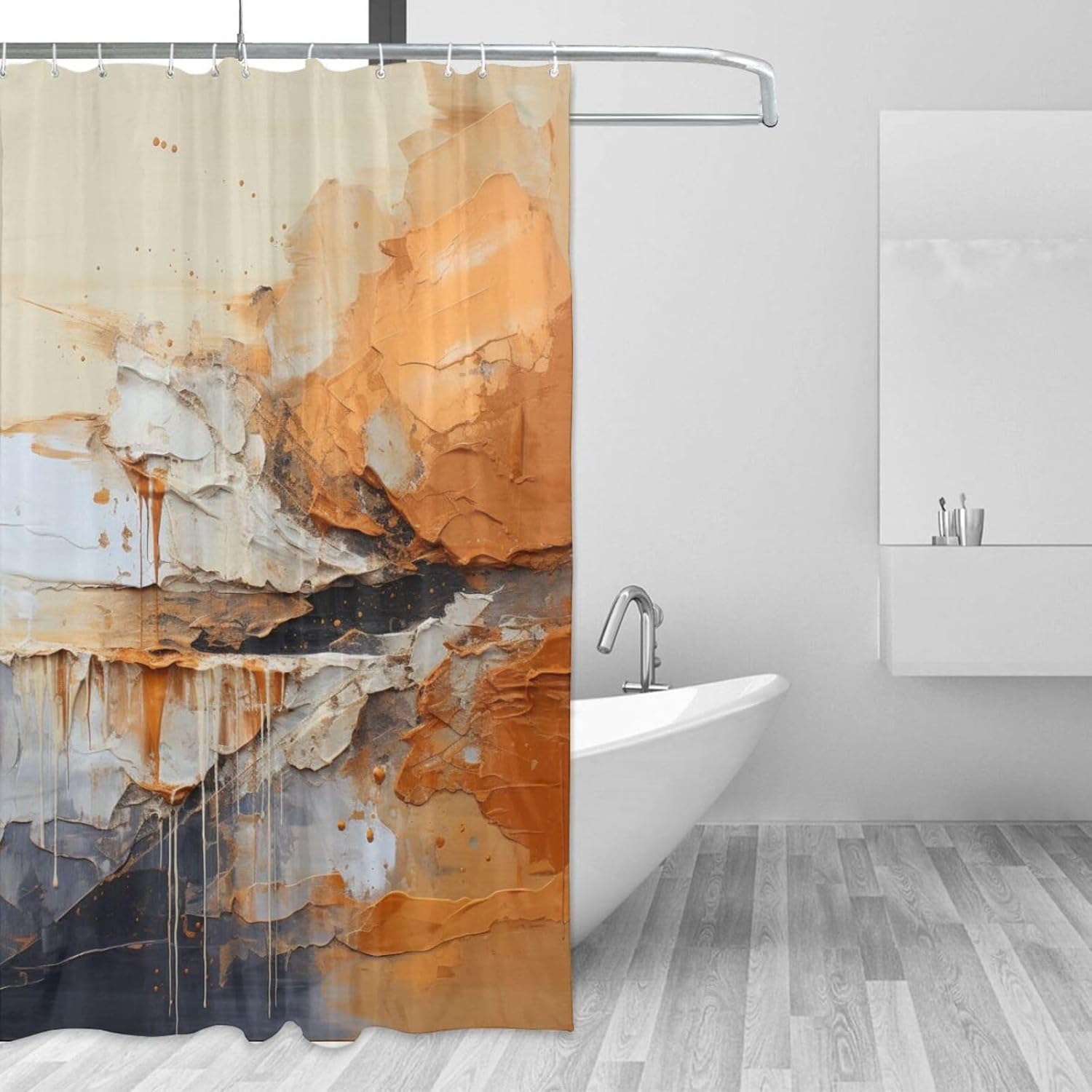 TIYAANDSY Oil Painting Abstract Shower Curtain Set