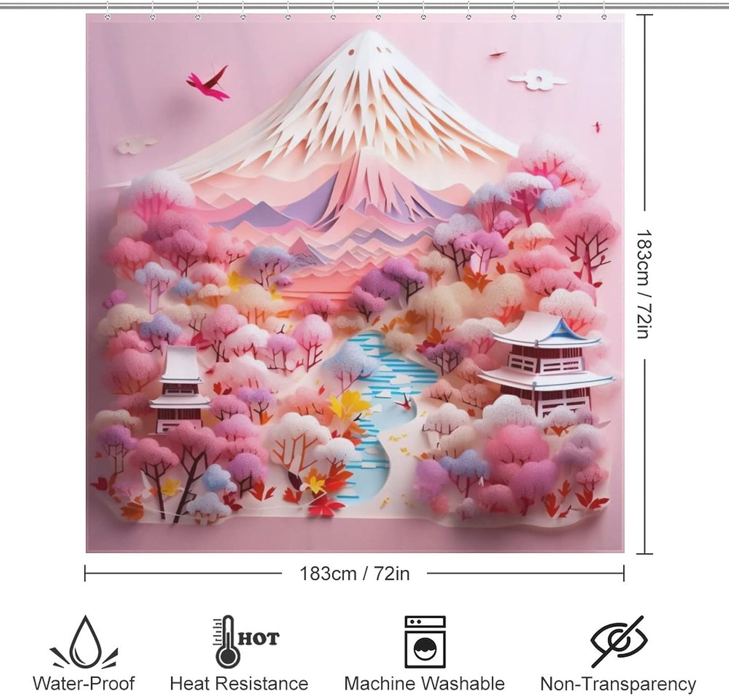 TIYAANDSY Japan Fuji Mountain Shower Curtain Set