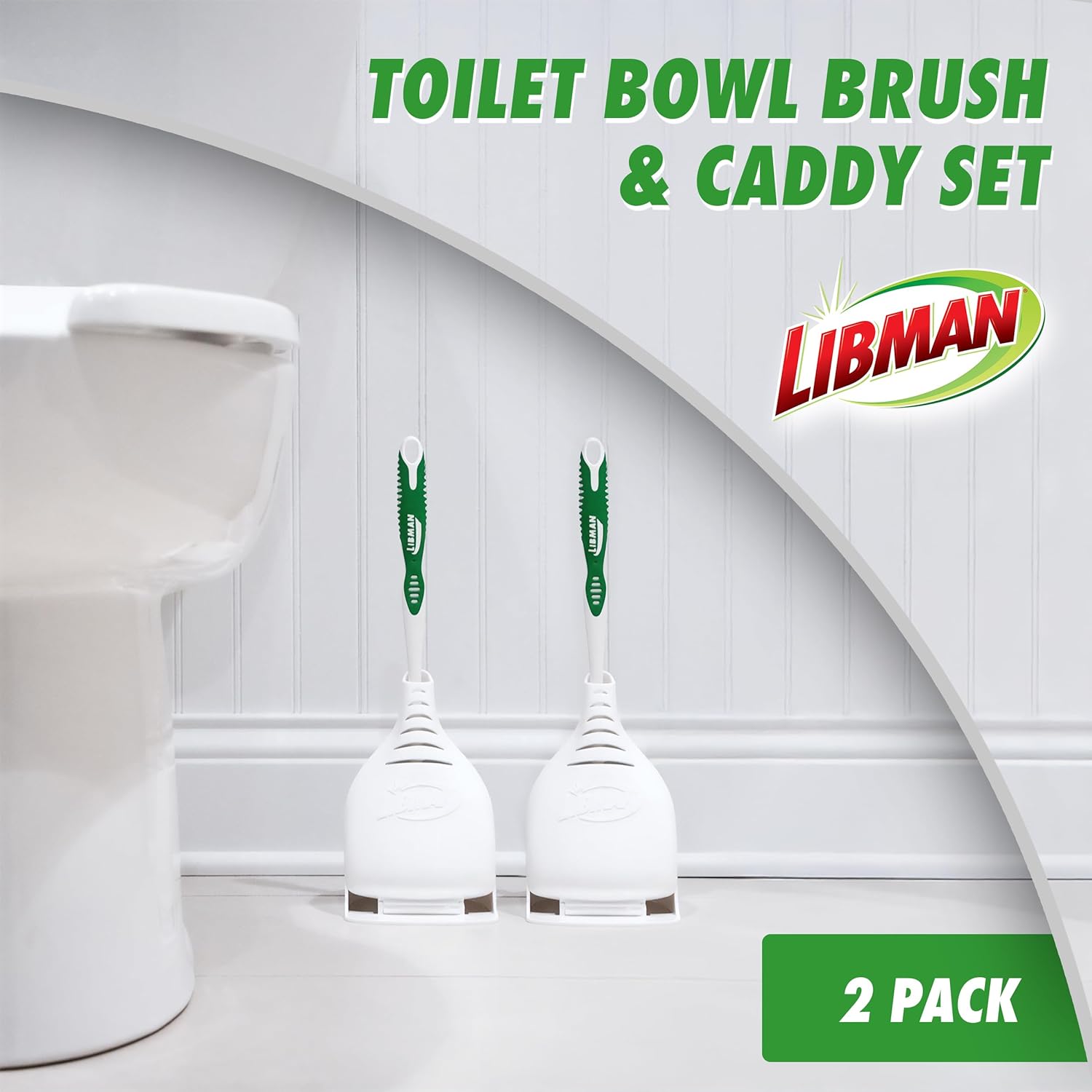 Libman Designer Bowl Brush and Caddy - 2 Pack - Toilet Brush and Holder Set